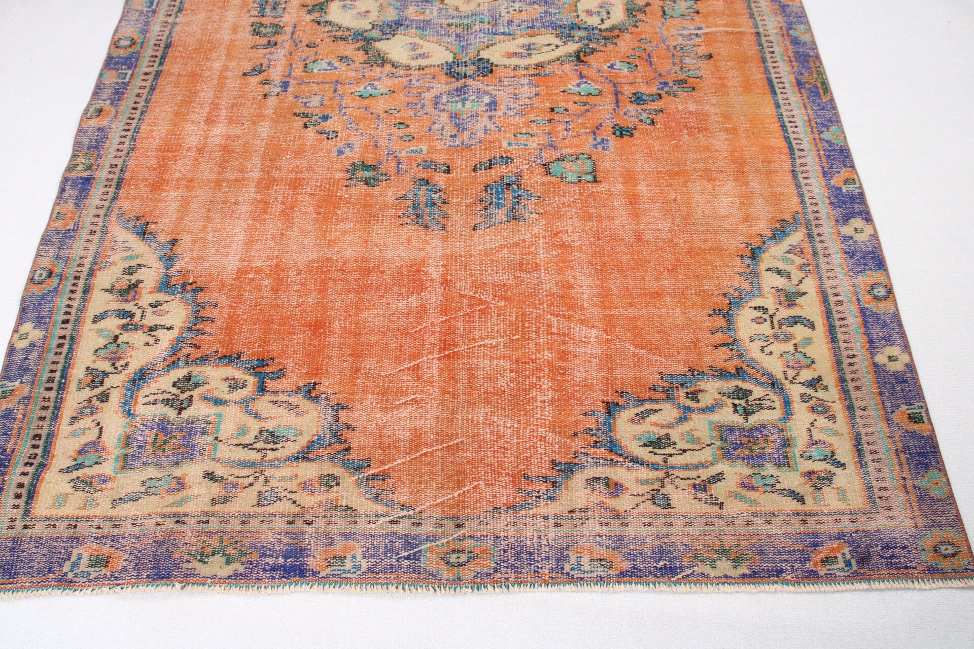 Bedroom Rug, Turkish Rug, Orange Oushak Rug, 5.4x8.7 ft Large Rug, Antique Rug, Moroccan Rug, Living Room Rug, Vintage Rug, Boho Rug