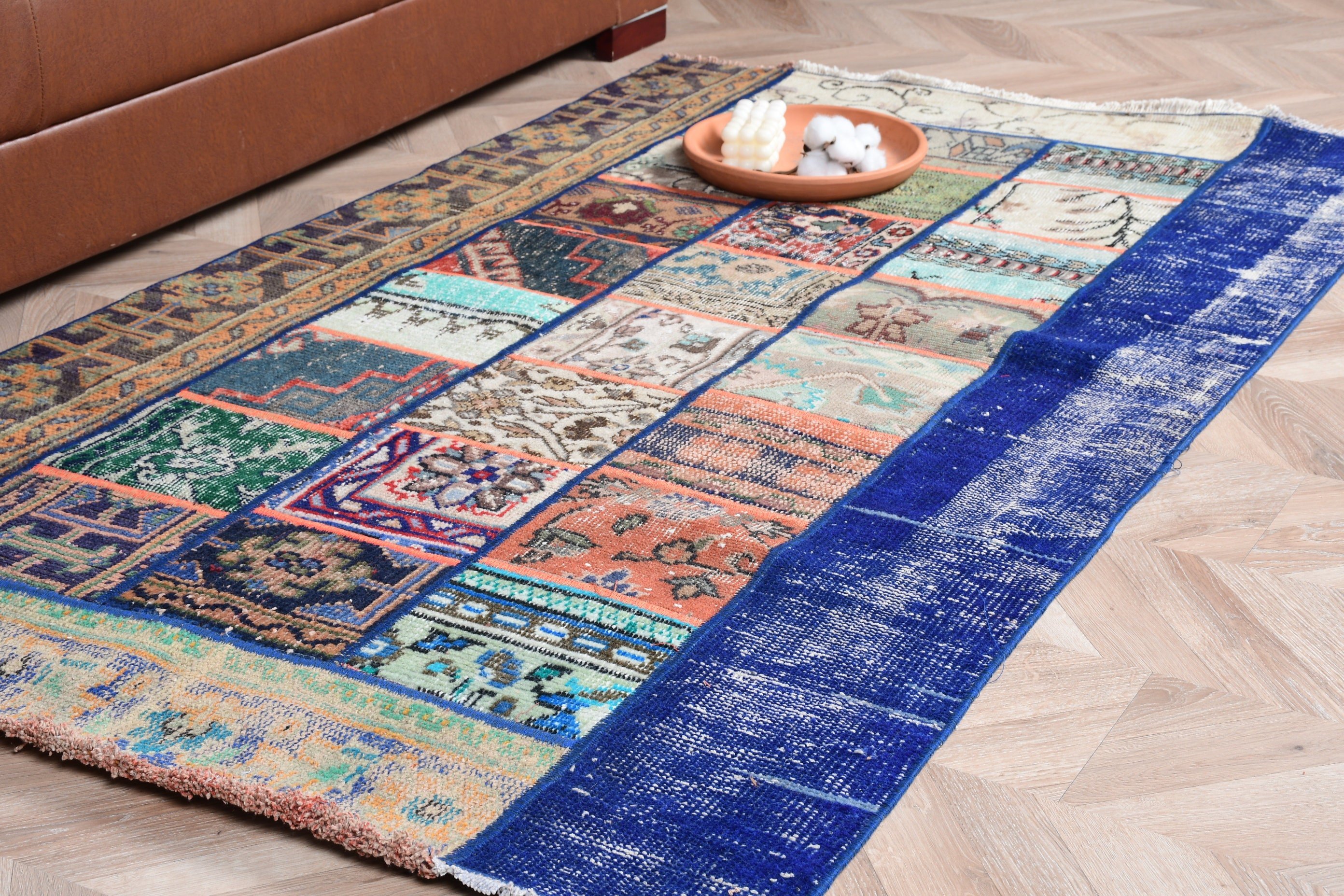 Rugs for Bedroom, Turkish Rug, Kitchen Rugs, 3.6x5.8 ft Accent Rug, Nursery Rugs, Blue Cool Rug, Entry Rug, Vintage Rug