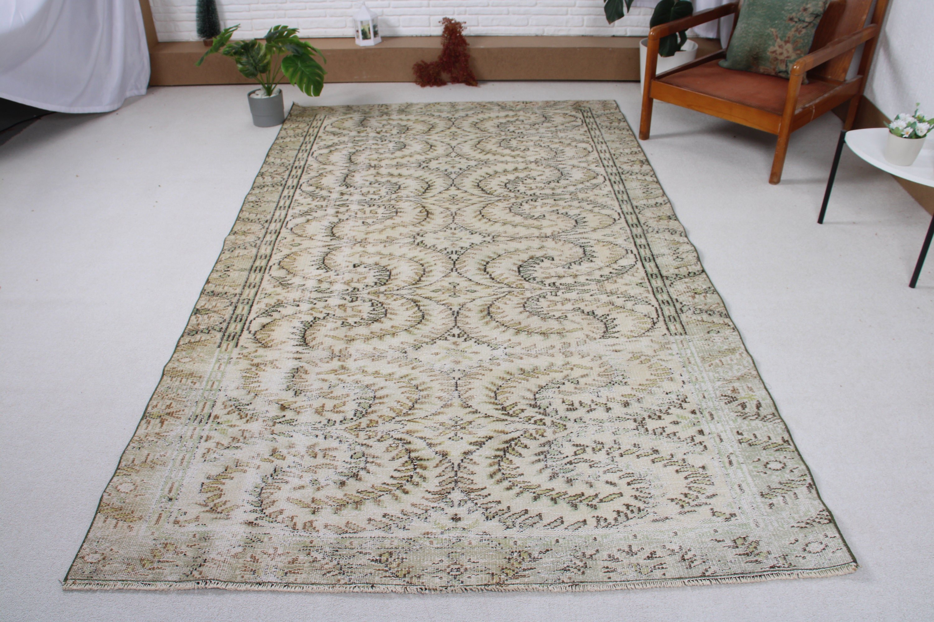 Yeşil Geometrik Halı, Geleneksel Halılar, Salon Halıları, Harika Halılar, 5,3x9,1 ft Büyük Halı, Vintage Halılar, Büyük Boho Halıları, Yer Halısı, Türk Halıları