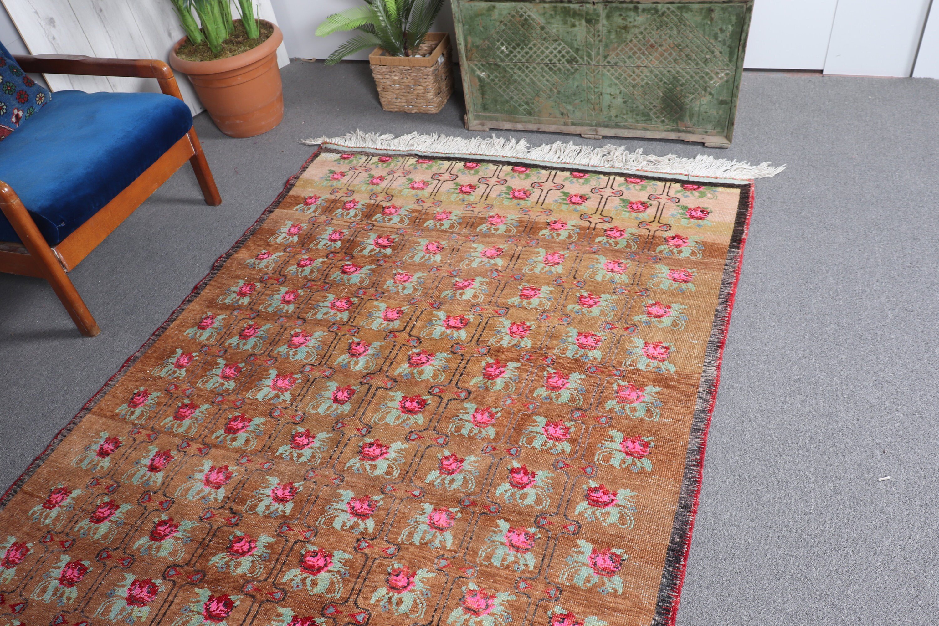 Oushak Rug, 4.7x10.2 ft Large Rugs, Turkish Rug, Bedroom Rug, Dining Room Rug, Brown Moroccan Rug, Vintage Rug, Boho Rugs