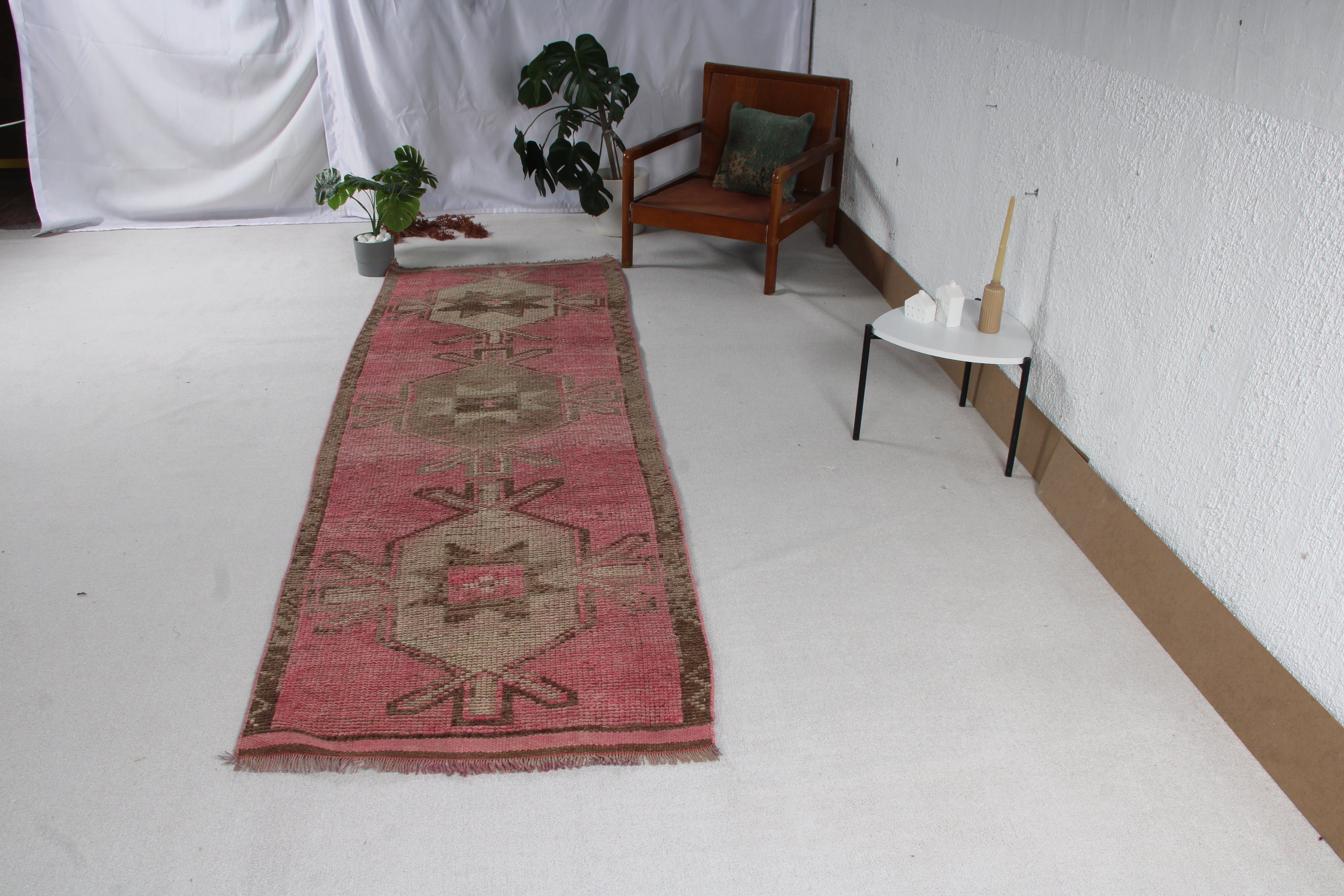 Beni Ourain Runner Halıları, Koridor Halıları, Mutfak Halıları, Vintage Halı, Pembe Lüks Halı, Türk Halısı, 3.1x9.5 ft Runner Halısı, Yer Halısı