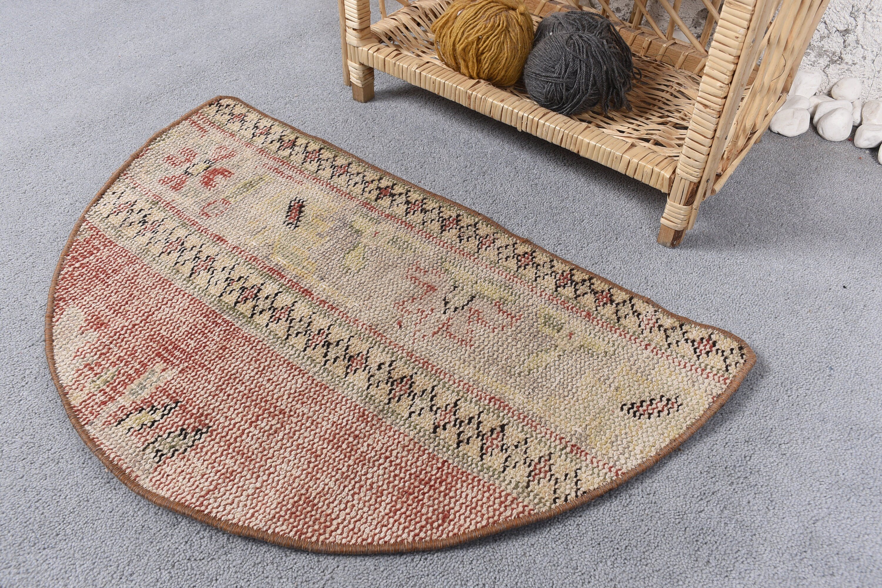 Beige Wool Rug, Rugs for Nursery, 2.5x1.5 ft Small Rugs, Vintage Rugs, Floor Rug, Kitchen Rugs, Home Decor Rug, Door Mat Rug, Turkish Rug