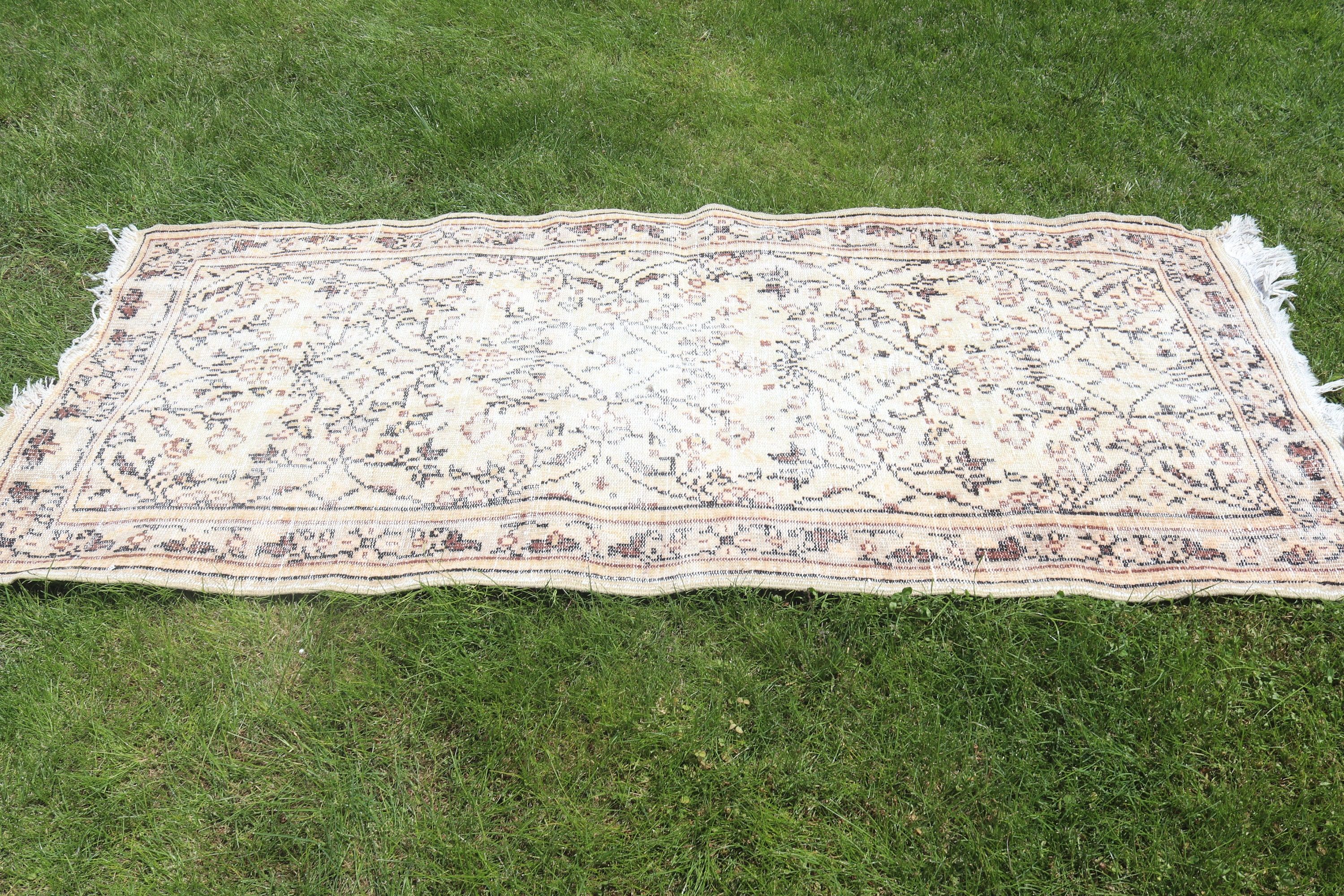 Decorative Rugs, Boho Rugs, Beige Antique Rug, Vintage Accent Rug, Handwoven Rugs, 3x6.8 ft Accent Rugs, Vintage Rug, Turkish Rug