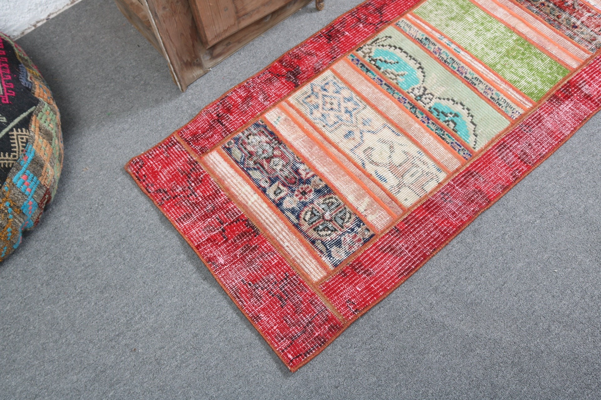 Cute Bath Mat Rugs, Bedroom Rug, Turkish Rugs, Red Oriental Rug, 2x4.3 ft Small Rugs, Home Decor Rug, Vintage Rugs, Oushak Rug, Entry Rugs