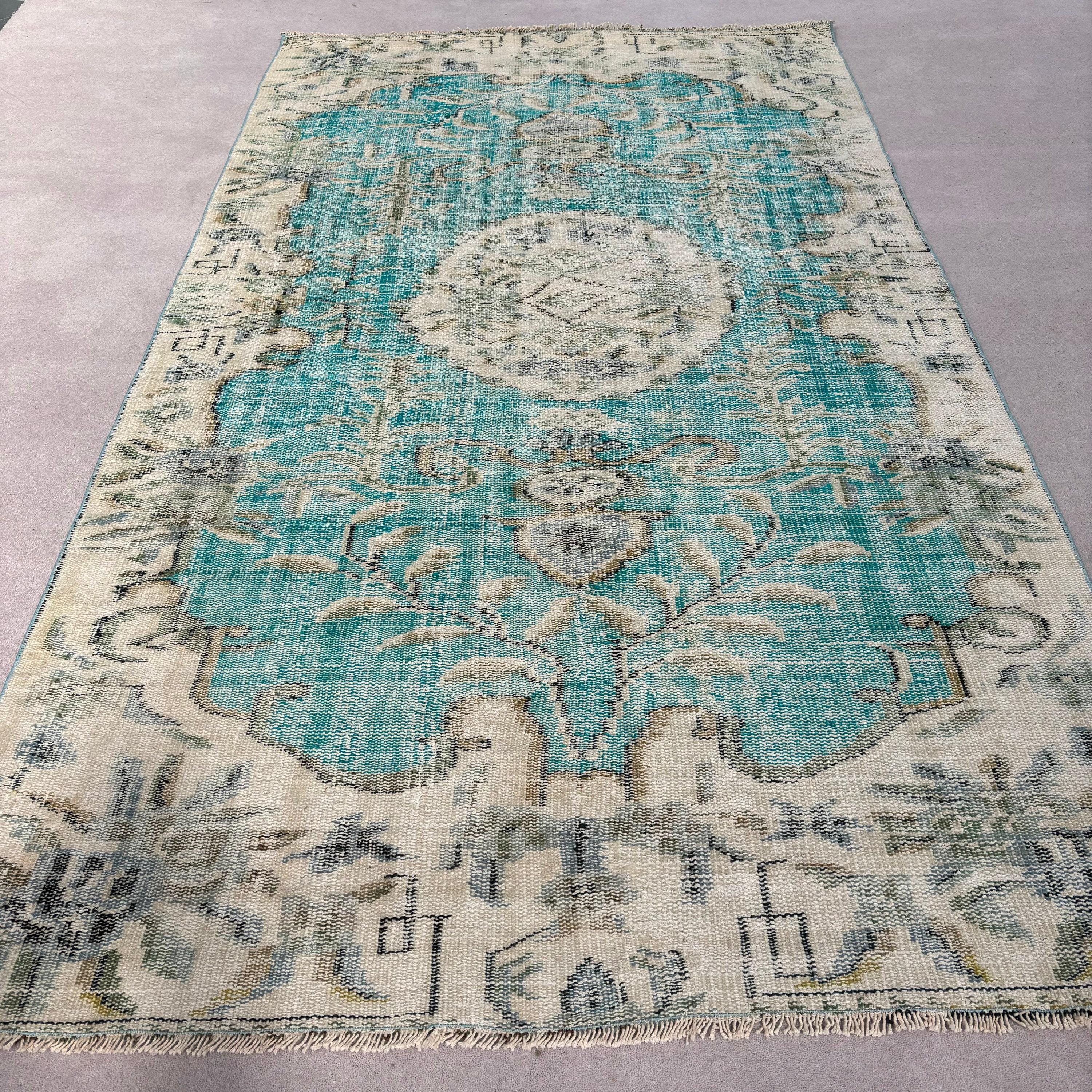 Flatweave Rugs, Dining Room Rugs, Turkish Rug, 5x8.7 ft Large Rug, Salon Rugs, Office Rugs, Statement Rug, Green Luxury Rug, Vintage Rug