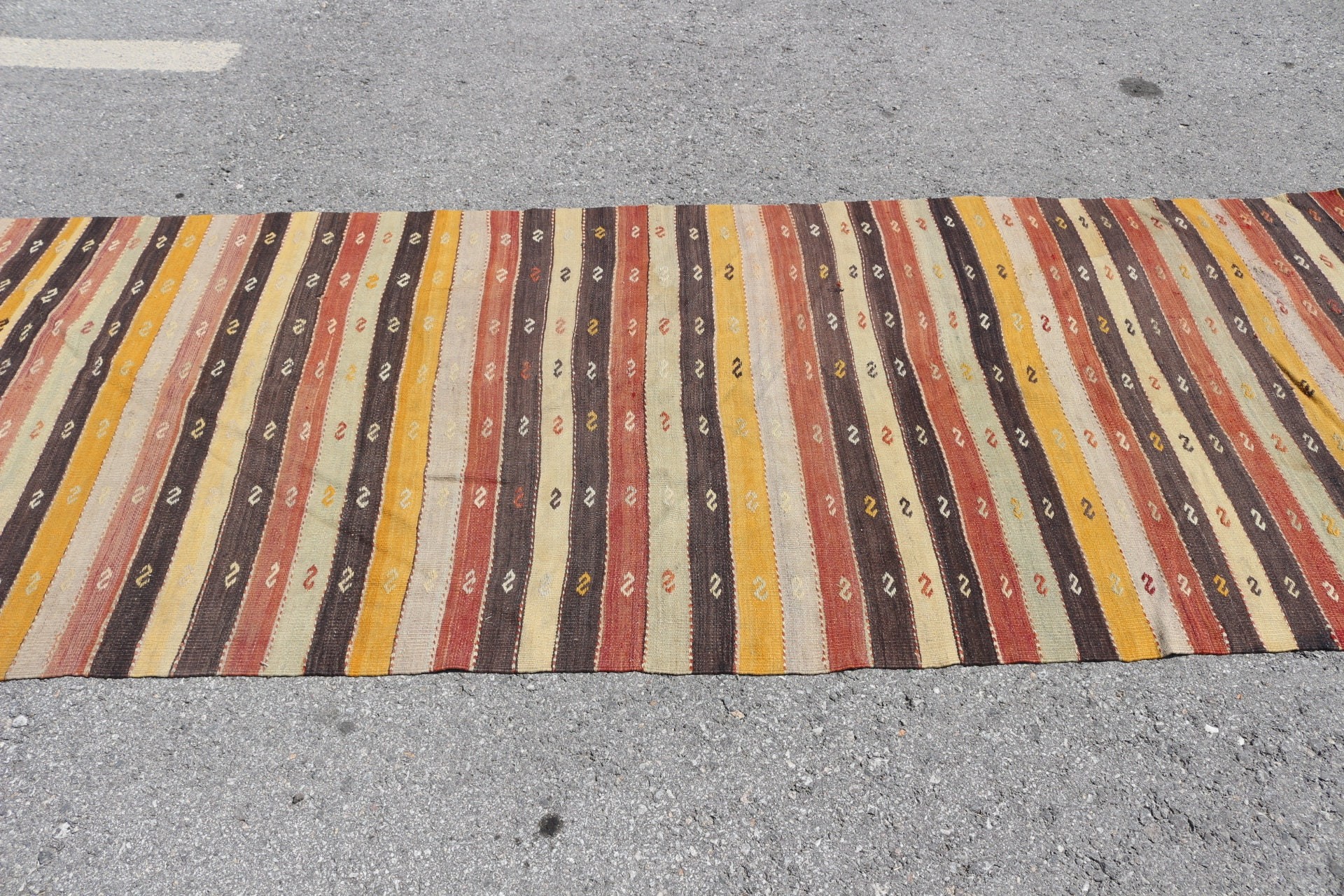 Cool Rugs, Kilim, Brown  3.6x10.2 ft Runner Rugs, Stair Rugs, Turkish Rugs, Boho Rug, Vintage Rug, Kitchen Rugs