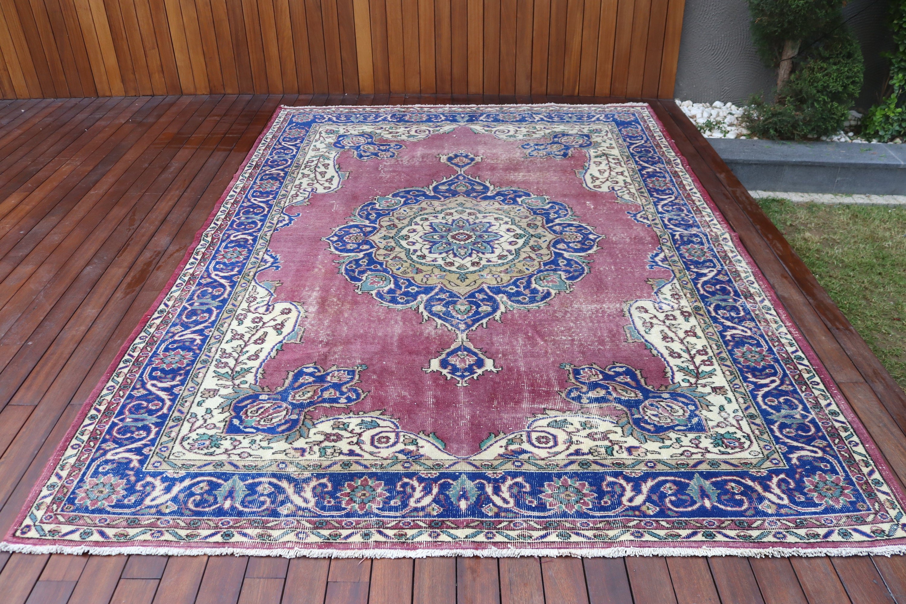 Boho Halılar, Mor Boho Halılar, Salon Halıları, 7x10 ft Büyük Halı, Büyük Vintage Halılar, Türk Halısı, Yatak Odası Halısı, Nötr Halılar, Vintage Halı