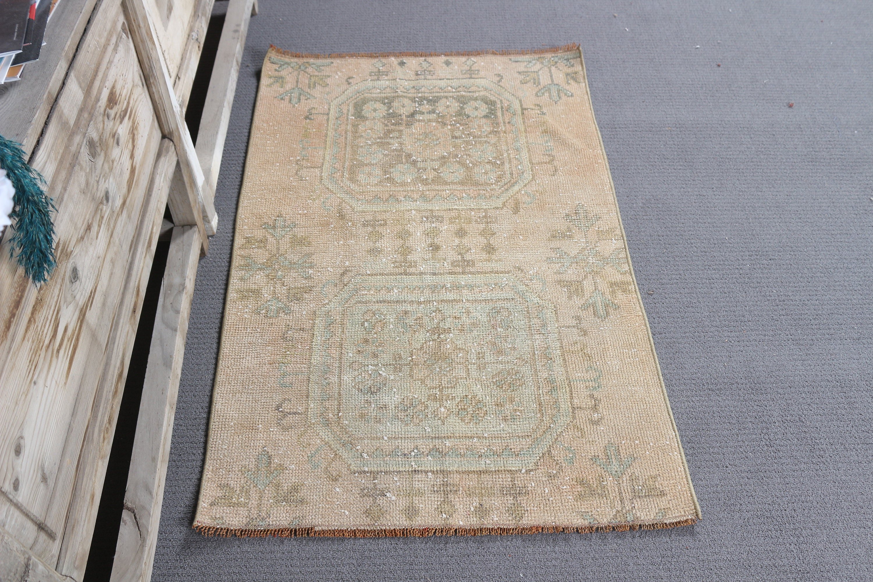 Distressed Rug, Oriental Rugs, Vintage Rug, Oushak Rug, Turkish Rug, Bath Rug, 2.5x3.7 ft Small Rugs, Bronze Home Decor Rugs, Nursery Rug