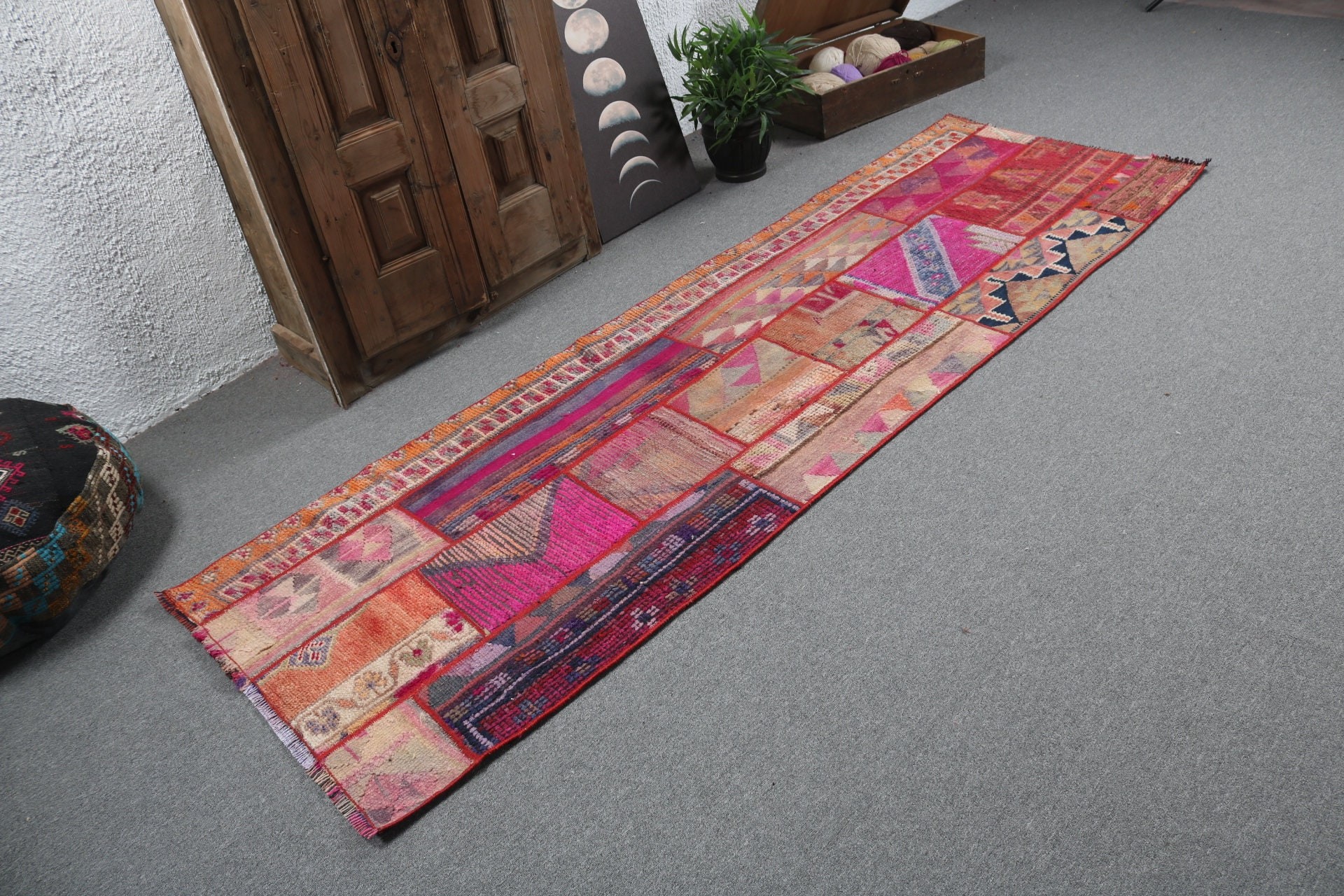 Luxury Rug, 2.8x8.6 ft Runner Rug, Floor Rugs, Pink Bedroom Rugs, Rugs for Corridor, Vintage Rugs, Turkish Rugs, Long Runner Rugs