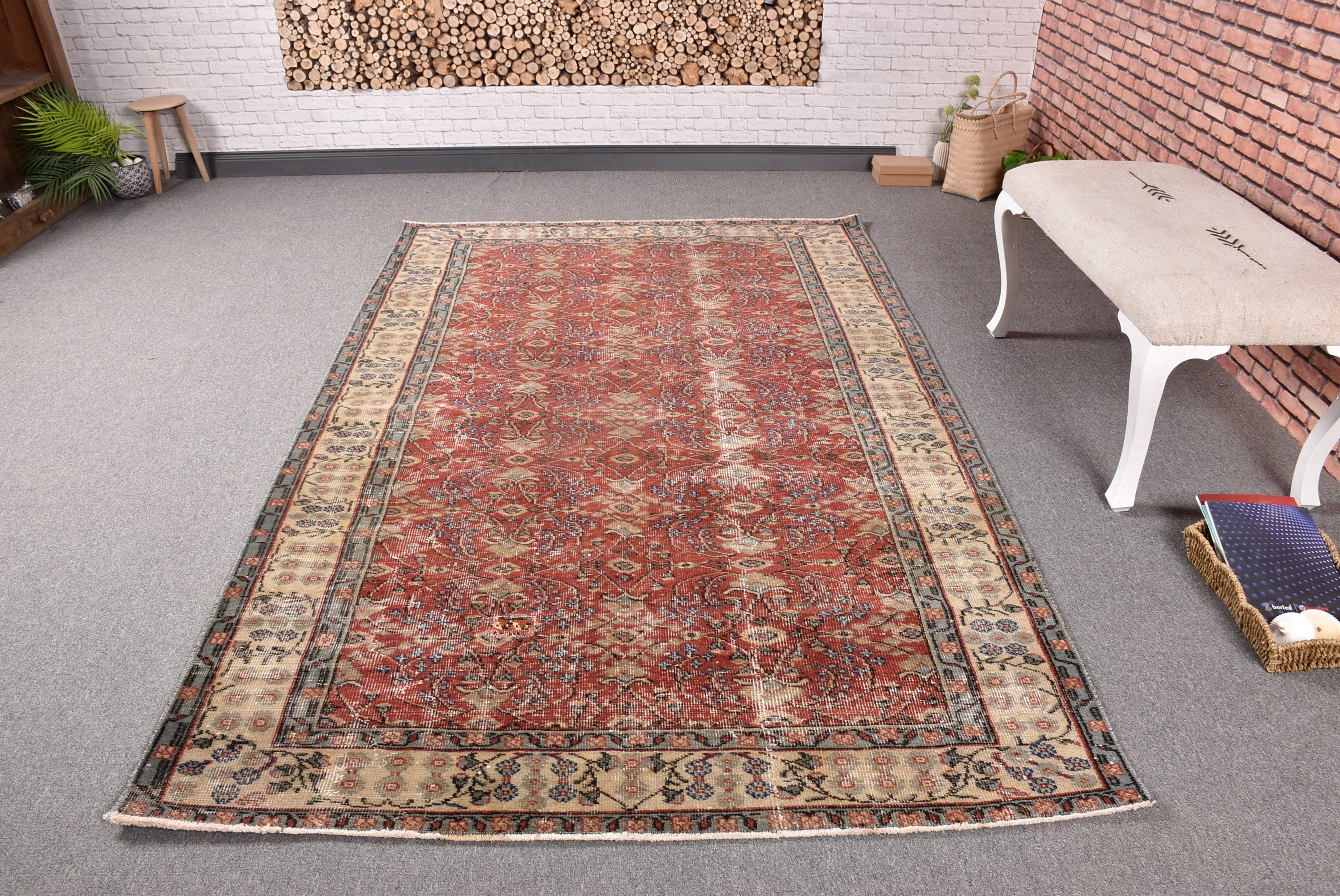 5x8 ft Alan Halıları, Vintage Alan Halıları, Boho Halısı, Antika Halılar, Çocuk Odası Halıları, El Yapımı Halılar, Kırmızı Anadolu Halıları, Türk Halısı, Vintage Halılar