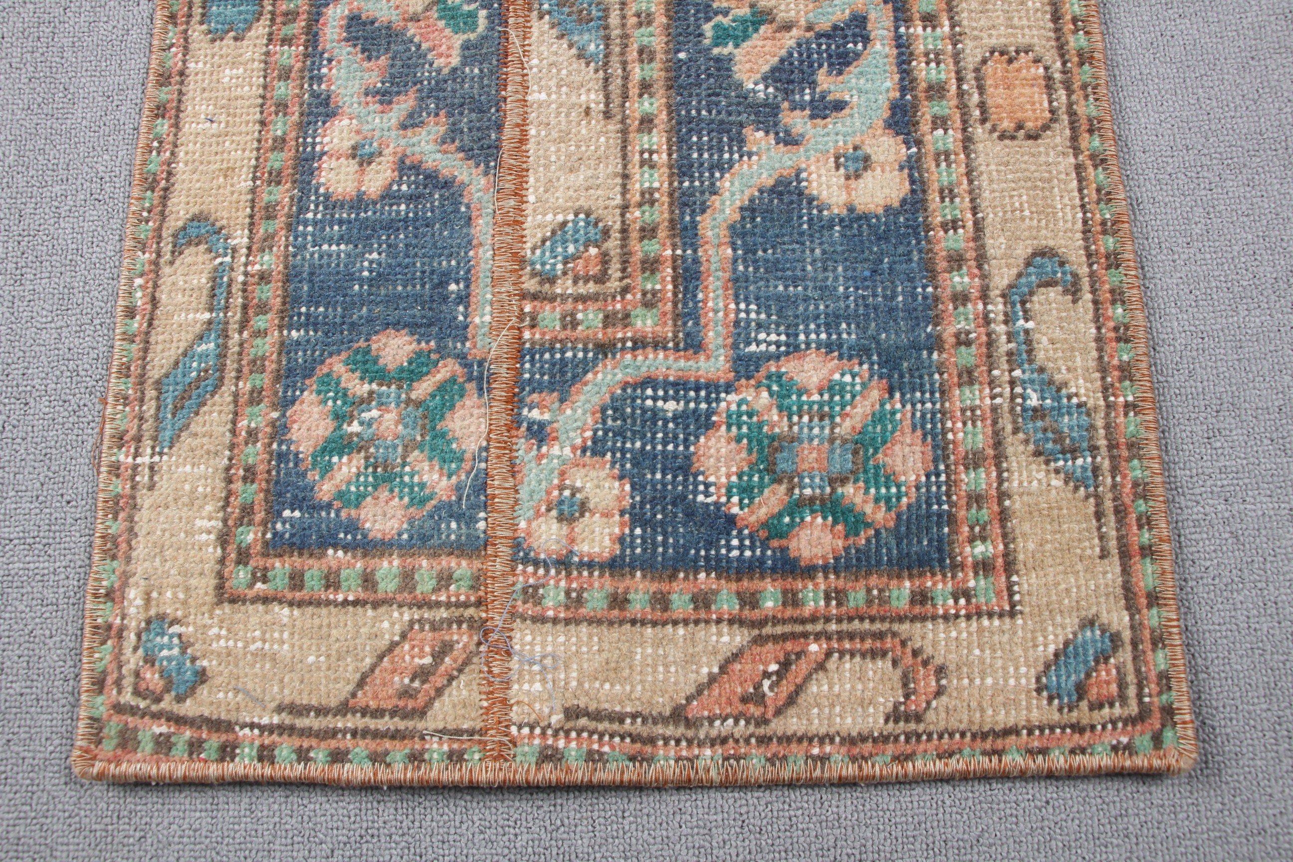 Mutfak Halısı, Vintage Halı, Yeşil 1.3x3.6 ft Küçük Halı, Kapı Paspası Halıları, Yün Halı, Türk Halısı, Yatak Odası Halısı, Havalı Halı