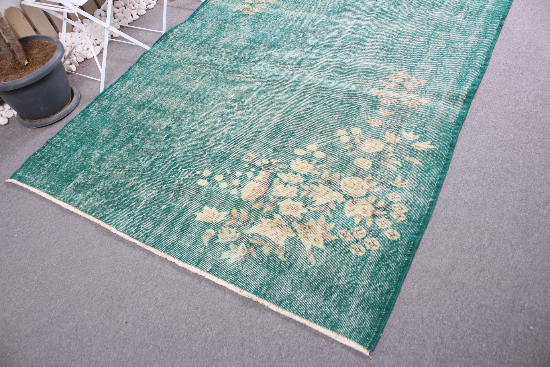 Vintage Rugs, Green Bedroom Rug, Wool Rug, Turkish Rugs, Dining Room Rug, Salon Rug, 5.5x9.1 ft Large Rug, Vintage Decor Rug