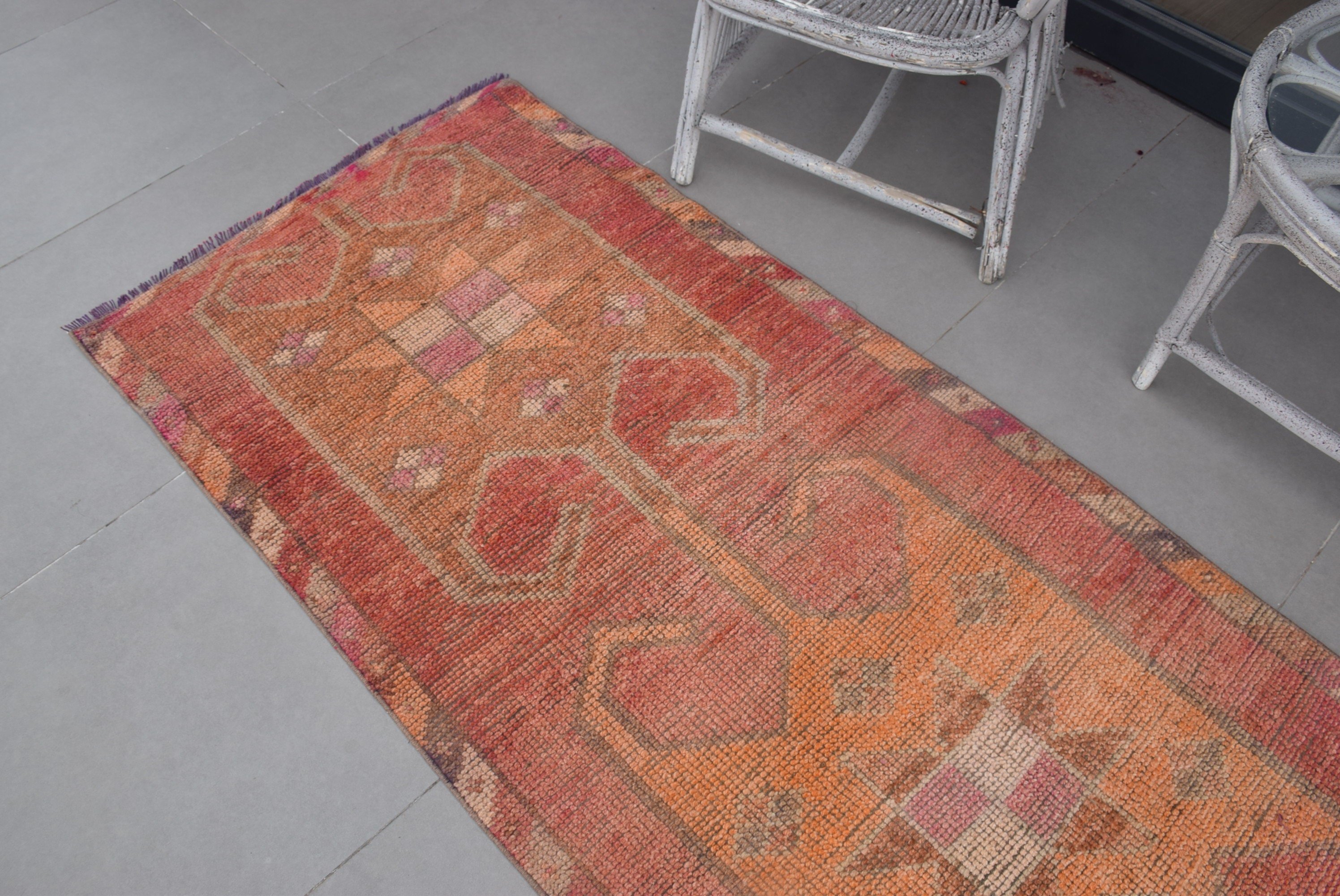 Red Home Decor Rug, Floor Rug, Corridor Rugs, 2.9x10.4 ft Runner Rug, Turkish Rug, Rugs for Runner, Stair Rugs, Bedroom Rugs, Vintage Rugs