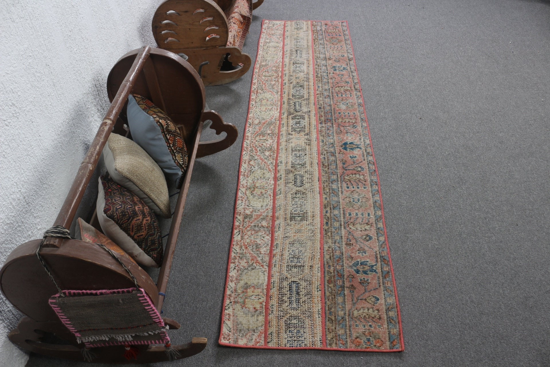 Vintage Rug, Turkish Rugs, Custom Rug, Rugs for Kitchen, Beige  1.9x7.6 ft Runner Rug, Anatolian Rugs, Hallway Rug, Cool Rug