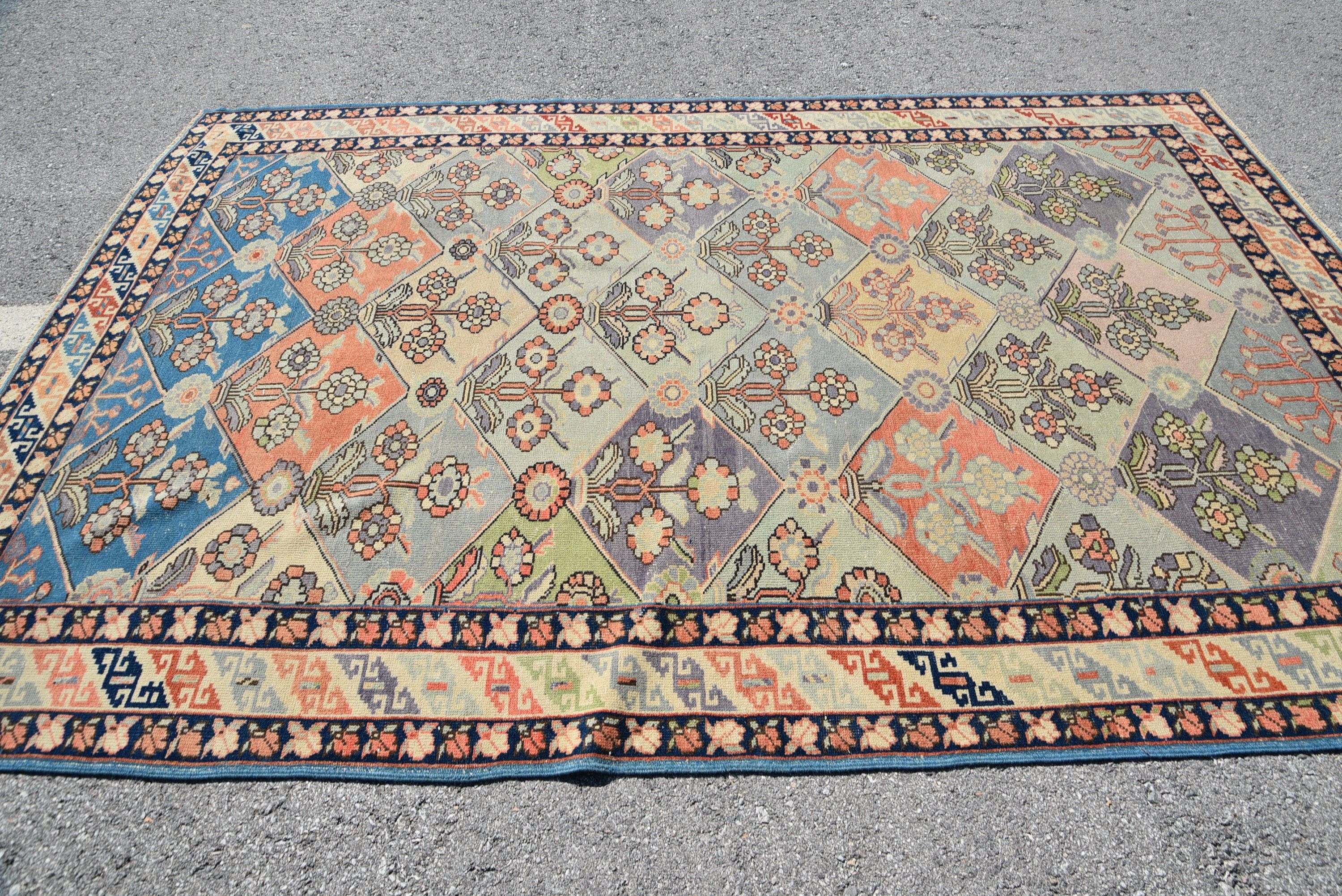 Vintage Halılar, Oturma Odası Halıları, Oryantal Halılar, Türk Halısı, 6,4x9,6 ft Büyük Halılar, Oushak Halısı, Salon Halısı, Oturma Odası Halısı, Parlak Halı