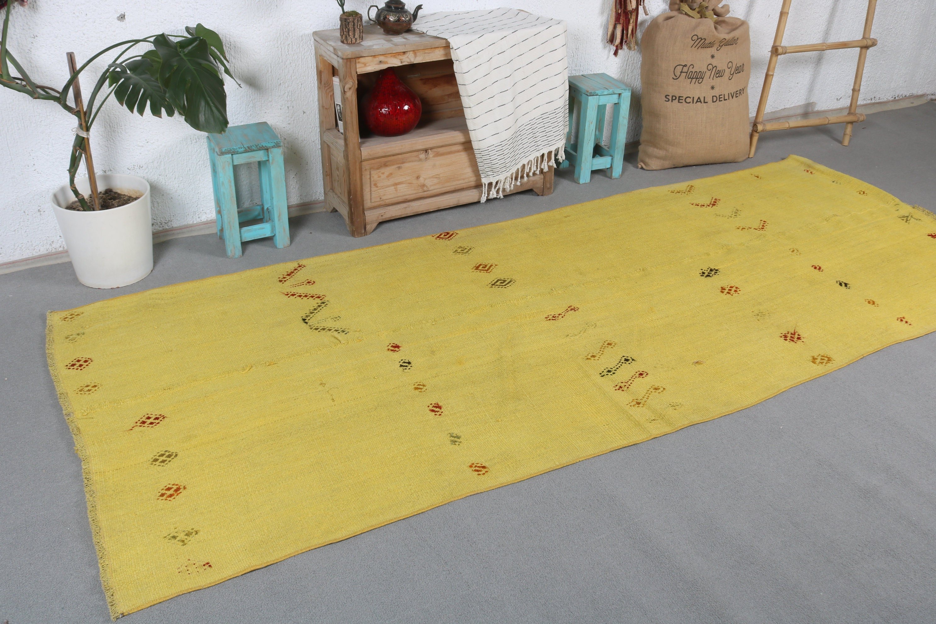 Hallway Rugs, Yellow Moroccan Rug, 3.8x9.8 ft Runner Rug, Anatolian Rug, Rugs for Runner, Vintage Rug, Turkish Rug, Stair Rug, Oushak Rug