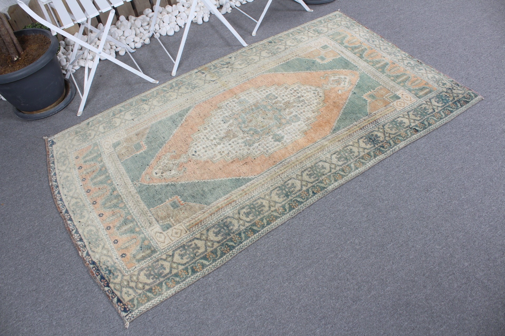 3.4x5.8 ft Accent Rugs, Oriental Rug, Green Bedroom Rug, Rugs for Entry, Vintage Rug, Entry Rug, Turkish Rug, Kitchen Rug, Moroccan Rug