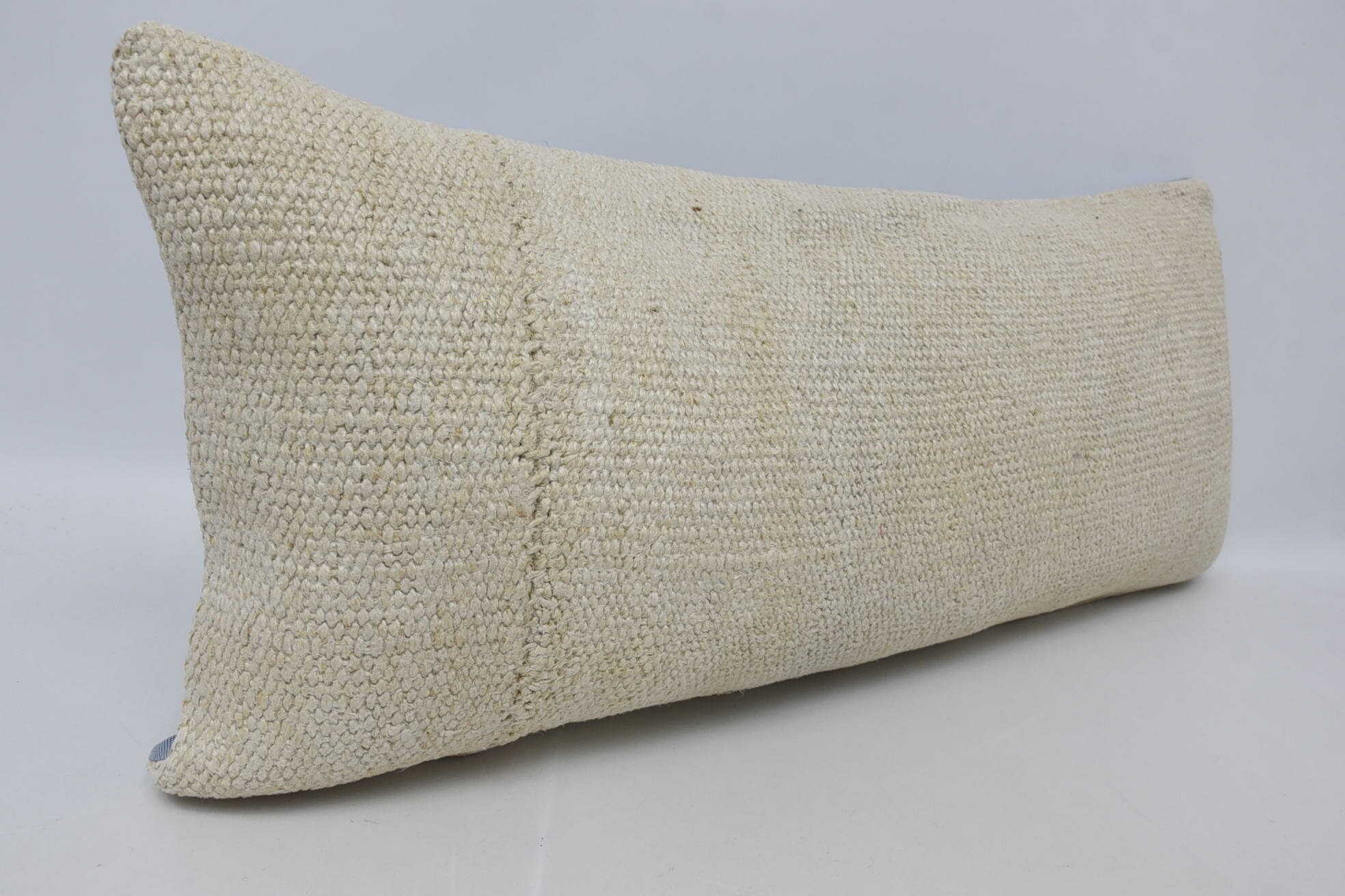 Home Decor Pillow, Crochet Pattern Cushion, 16"x36" White Cushion Cover, Handmade Kilim Cushion, Kilim Pillow Cover