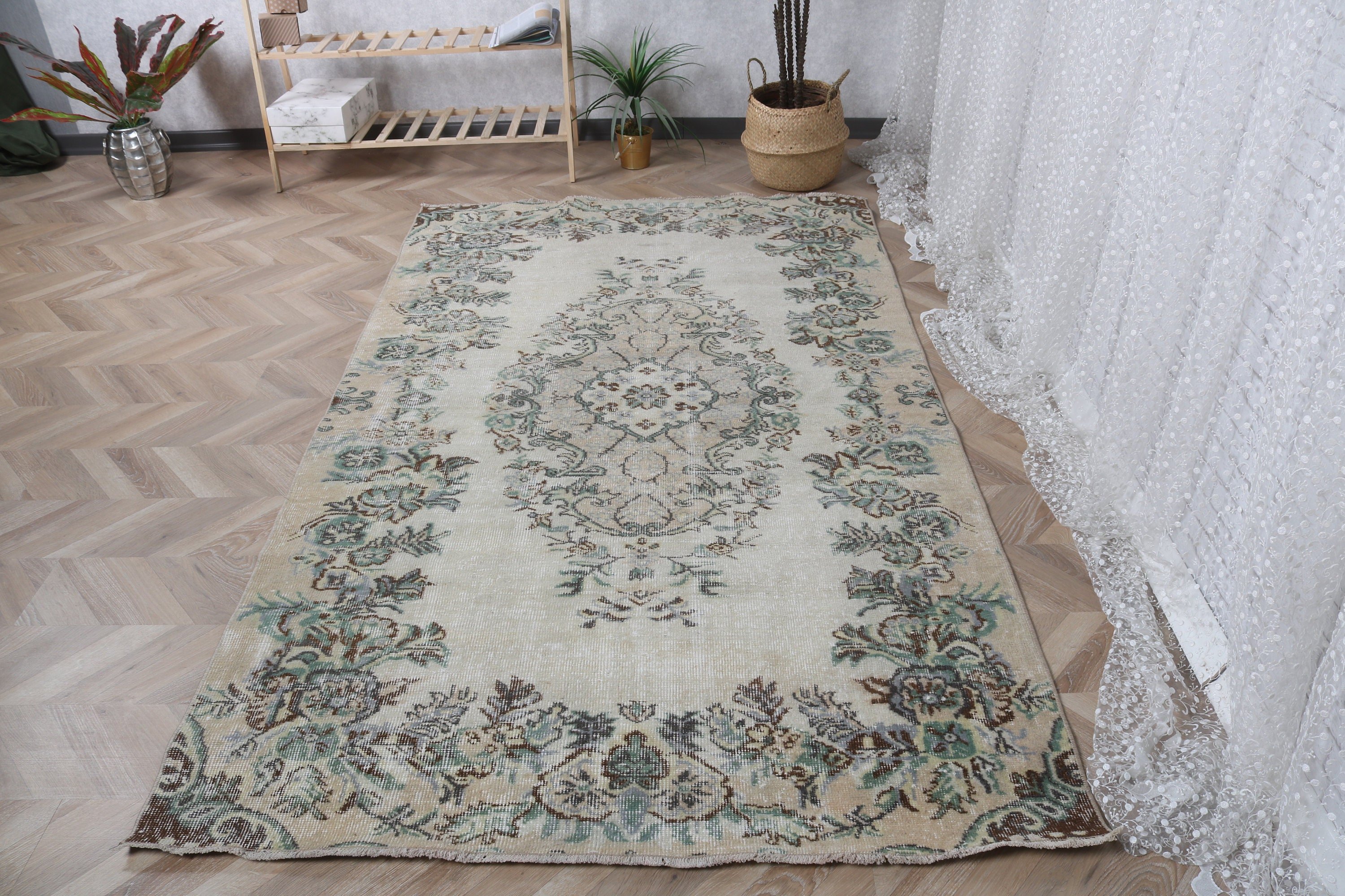 Oushak Halı, Boho Alan Halıları, Kahverengi Fas Halısı, Türk Halıları, Vintage Halılar, Vintage Alan Halısı, Düz Dokuma Halılar, 4,7x7,9 ft Alan Halısı