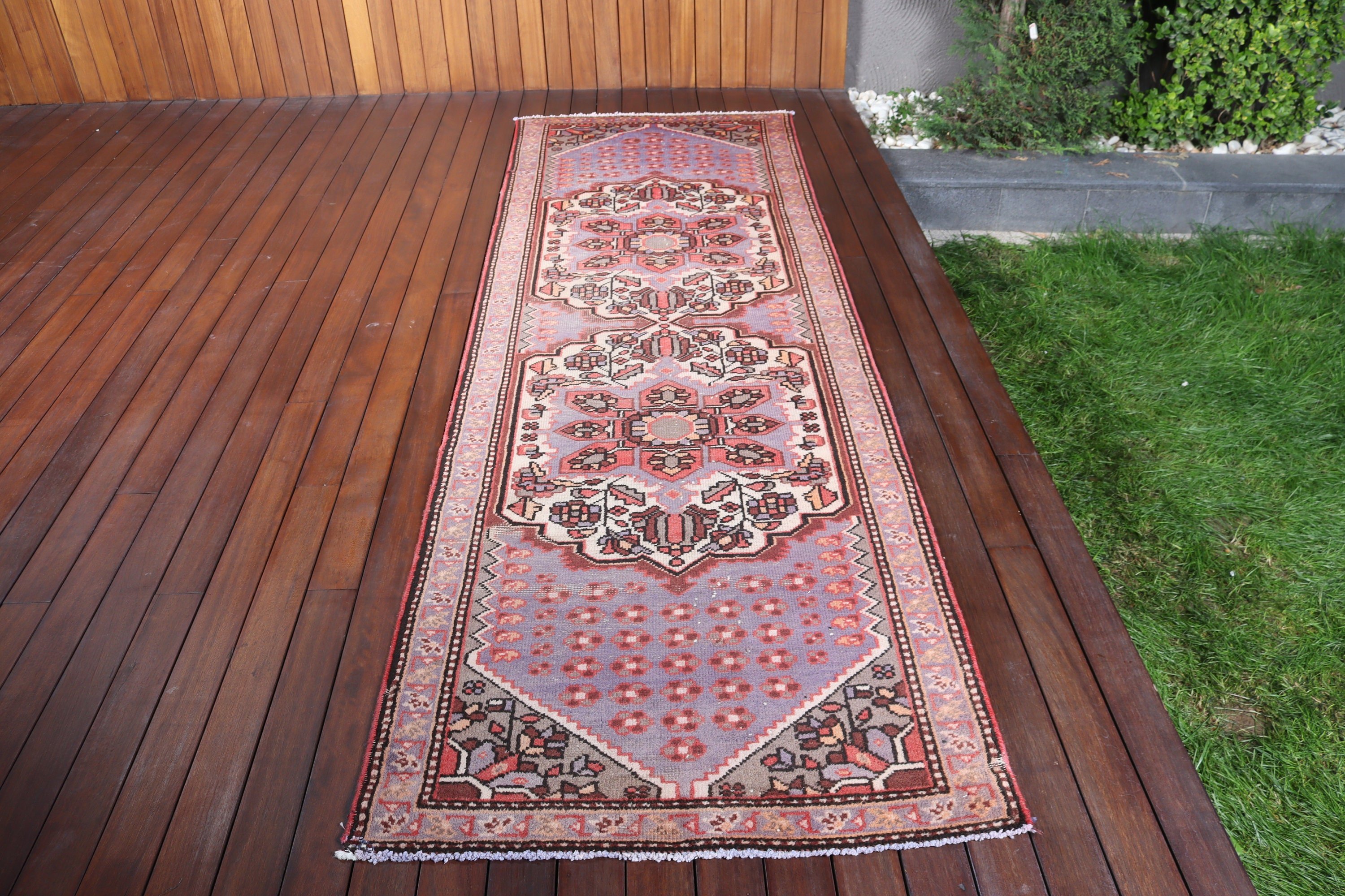 Koşucu Halıları, Mor Mutfak Halısı, Türk Halıları, 3,1x9,8 ft Koşucu Halısı, Uzun Yolluk Halıları, Yatak Odası Halıları, Vintage Halılar, Havalı Halı, Aztek Halısı