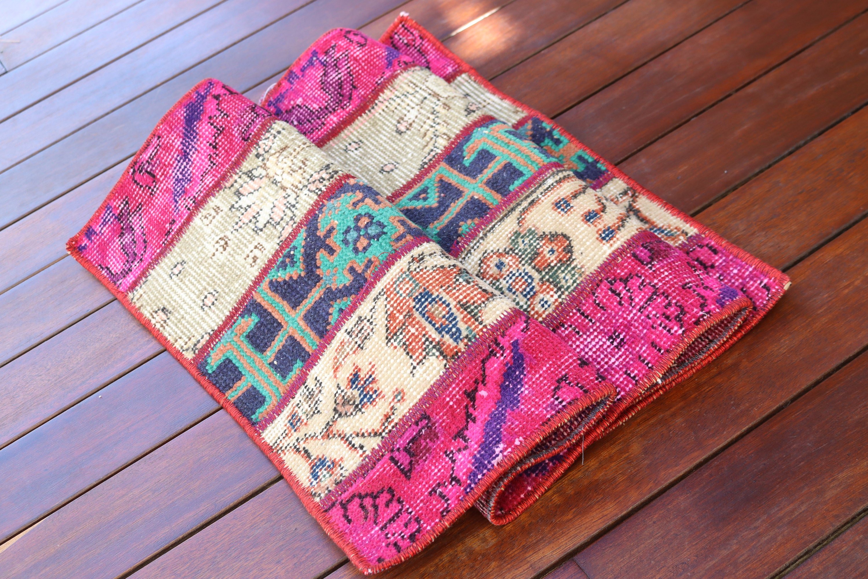 Pembe 1.7x3.1 ft Küçük Halı, Küçük Vintage Halılar, Ev Dekorasyonu Halısı, Küçük Boho Halısı, Vintage Halılar, Boho Halısı, Türk Halıları