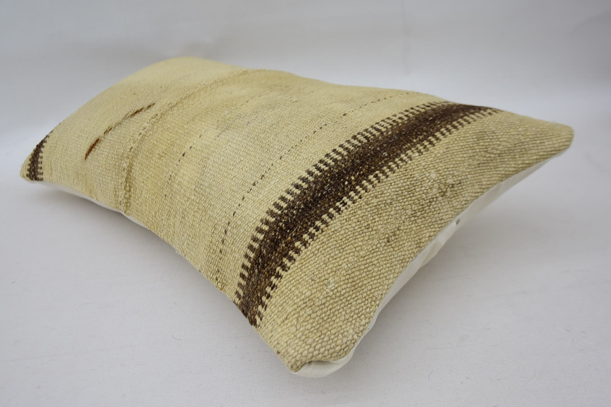 Cotton Cushion Case, Interior Designer Pillow, Bed Pillow Case, Turkish Pillow, 12"x24" Beige Cushion Case, Kilim Cushion Sham