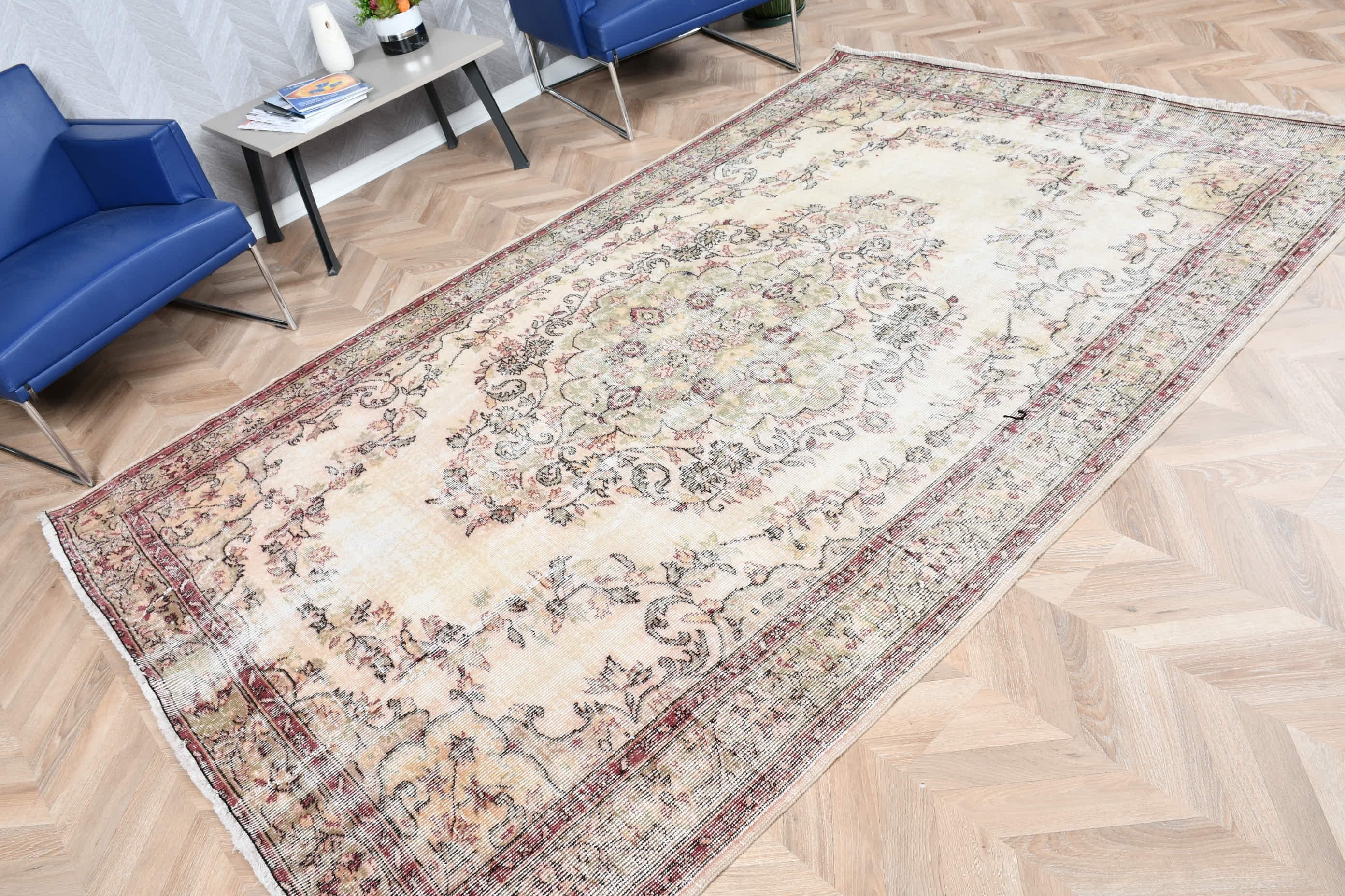 Dining Room Rug, Boho Rug, Turkish Rug, Vintage Rugs, Beige Home Decor Rug, 5.9x9.2 ft Large Rug, Living Room Rug, Wool Rug, Home Decor Rug