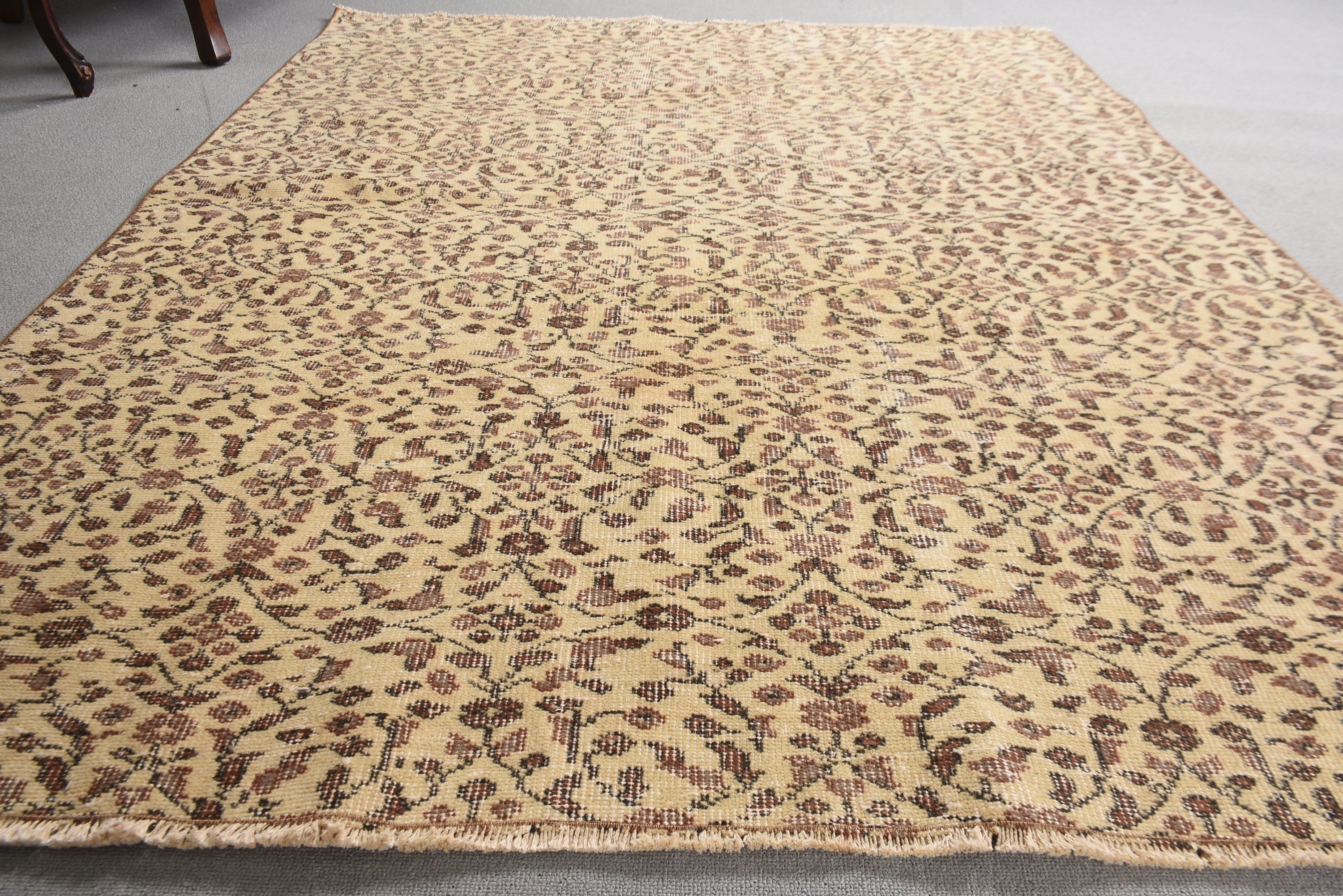 Anadolu Halısı, 4.8x5.7 ft Alan Kilimi, Bej Yün Halılar, Çocuk Halıları, Vintage Halı, Vintage Dekor Halıları, Modern Halı, Türk Halıları, Mutfak Halısı