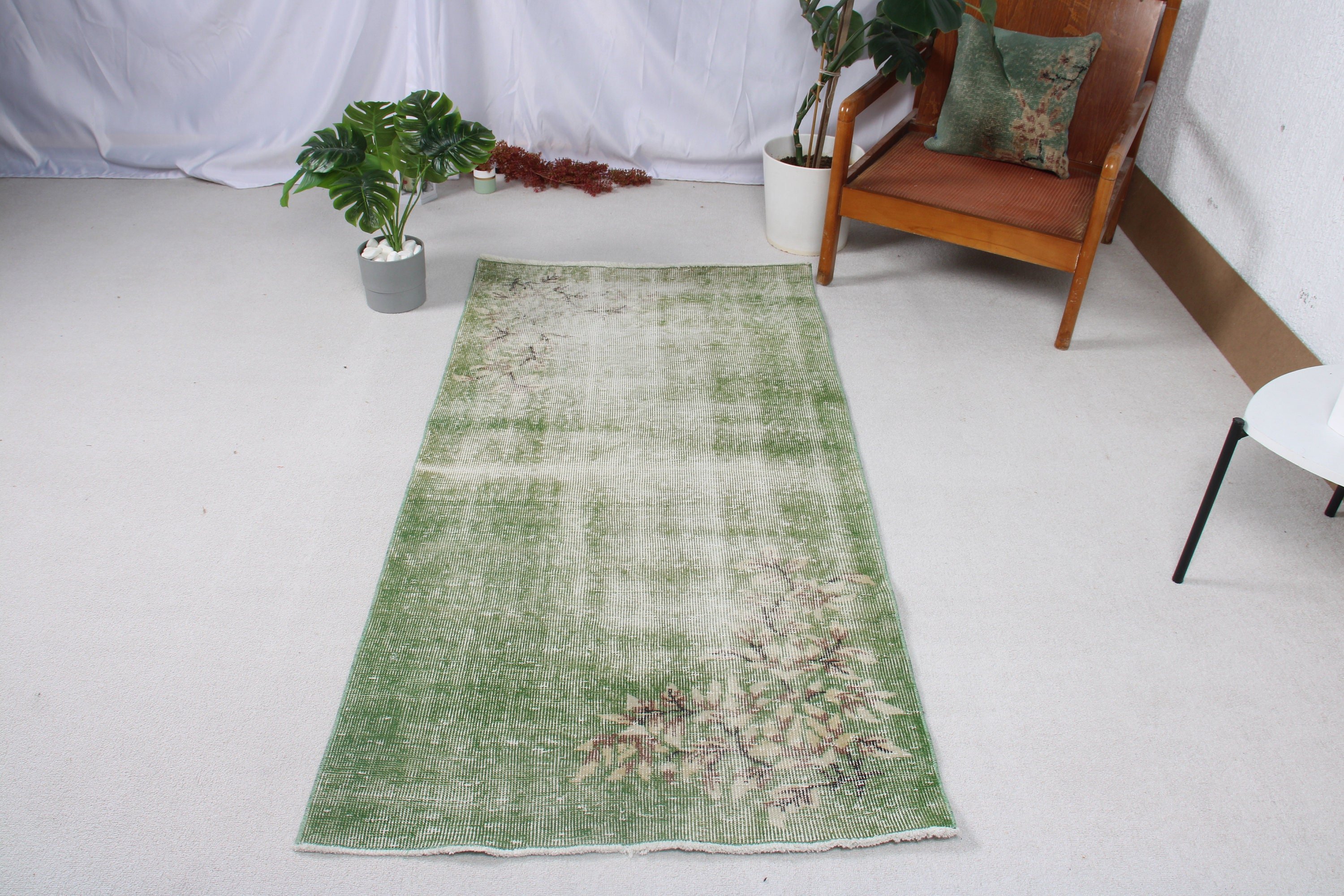 Vintage Rug, Turkish Rug, Geometric Rugs, Green Boho Rug, Boho Accent Rugs, 3x5.9 ft Accent Rug, Kitchen Rugs, Rugs for Accent, Wool Rug