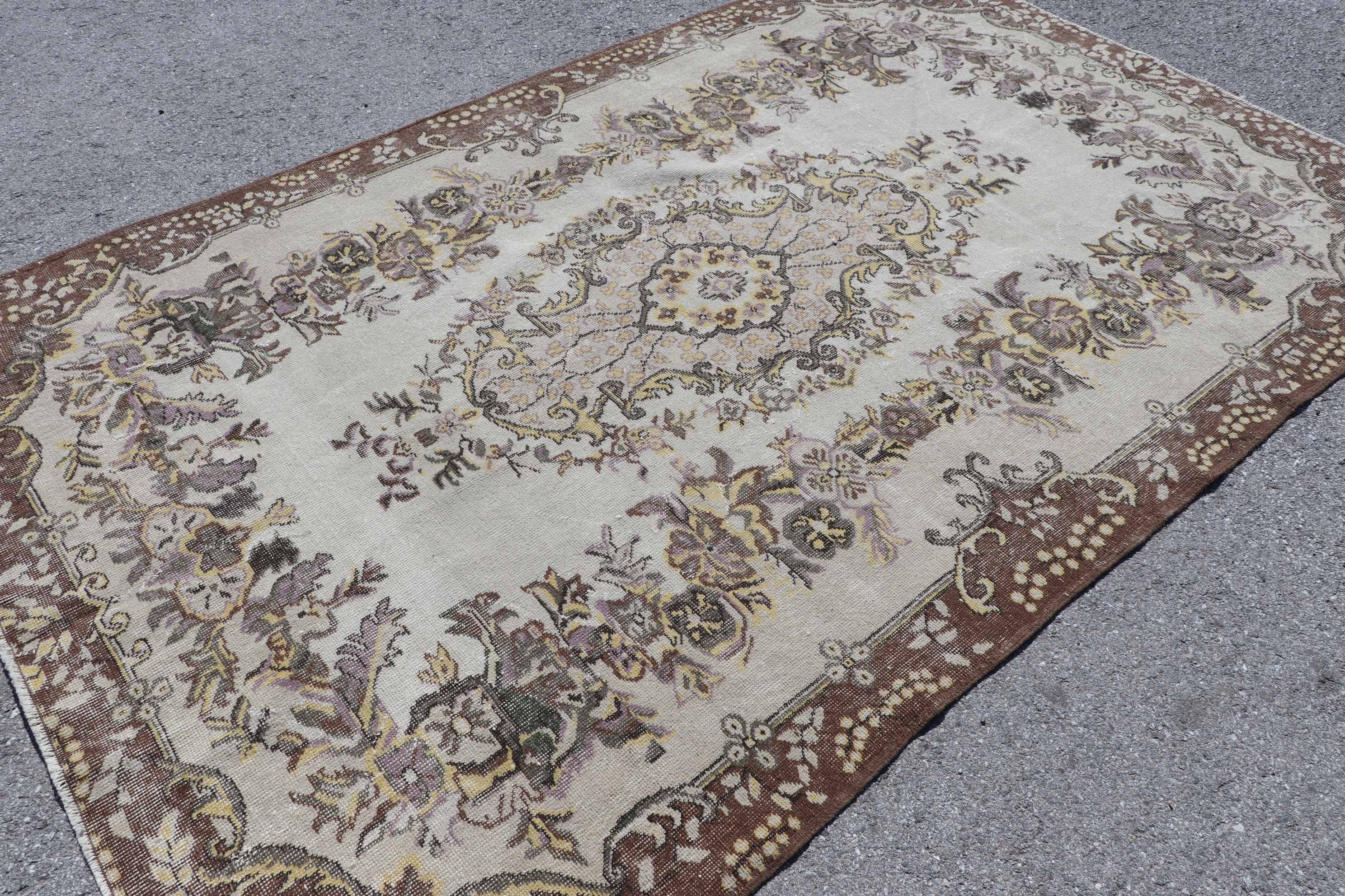 5.8x9.1 ft Large Rug, Old Rug, Turkish Rug, Brown Oriental Rugs, Muted Rug, Salon Rug, Wool Rug, Vintage Rugs, Bedroom Rug