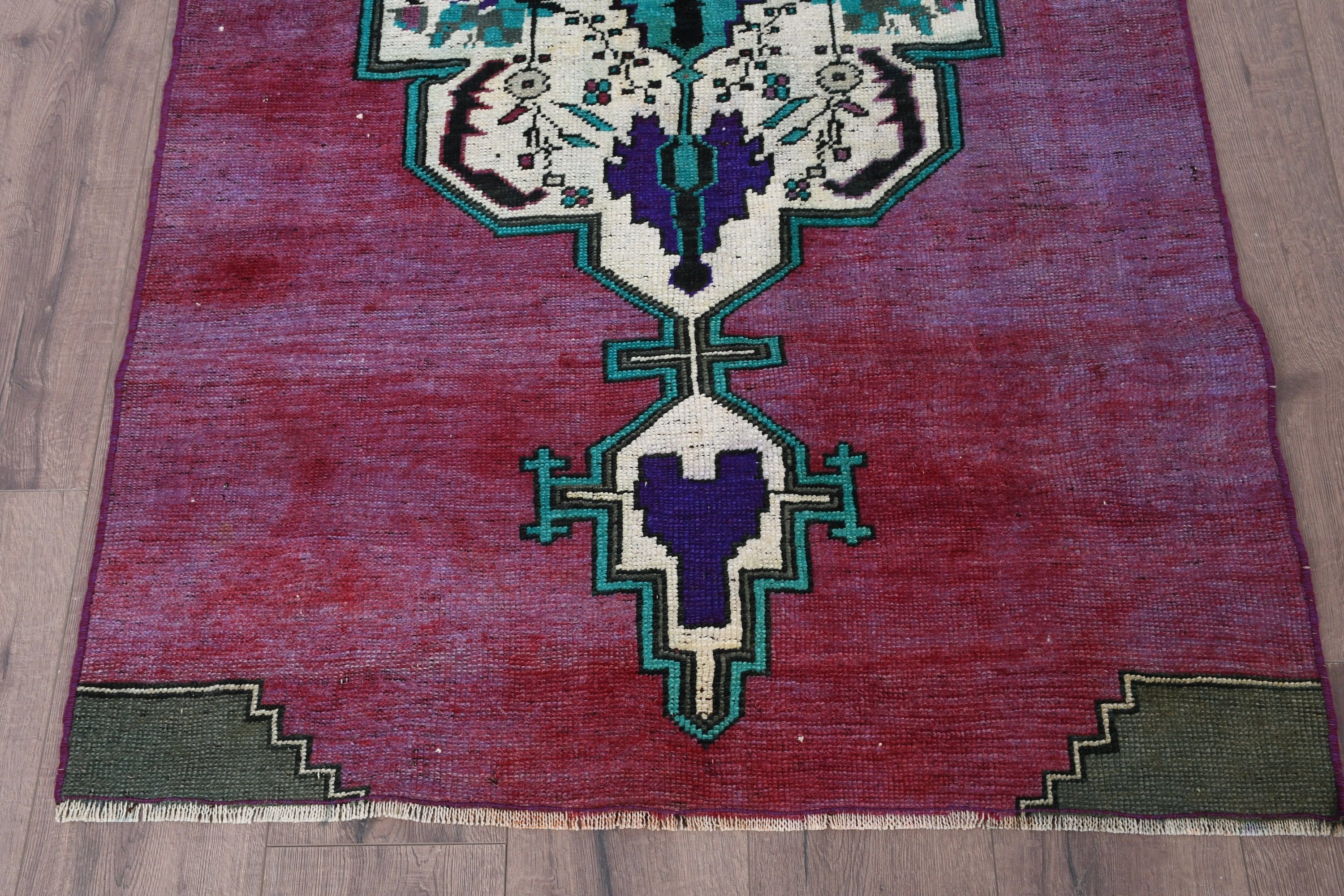 Kitchen Rug, Turkish Rug, Rugs for Bedroom, Vintage Rug, Green Floor Rugs, 3.4x7 ft Accent Rugs, Anatolian Rugs, Bedroom Rug