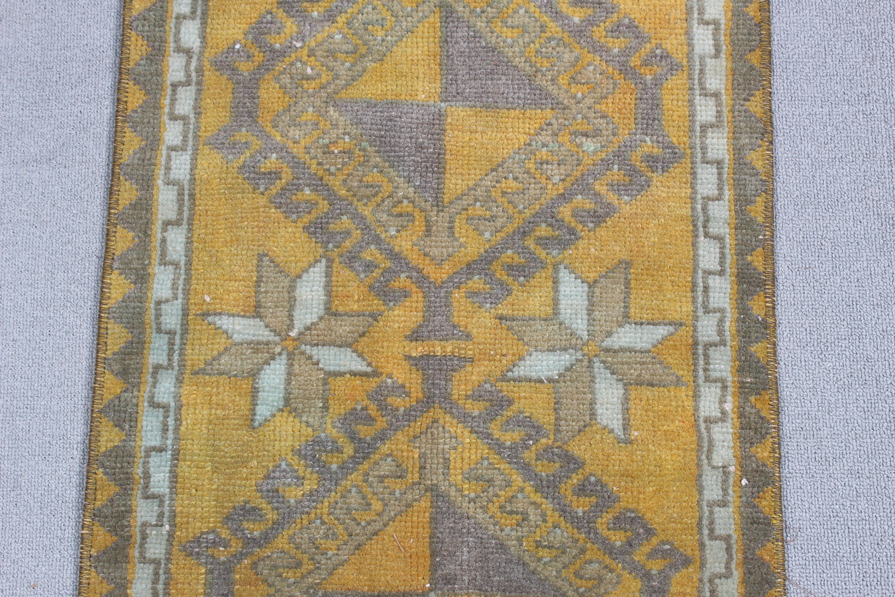 Sarı El Dokuma Halılar, Mutfak Halısı, Boho Halı, Banyo Paspası Sevimli Halı, Antika Halılar, Banyo Halısı, Vintage Halılar, 1.5x3.8 ft Küçük Halılar, Türk Halısı