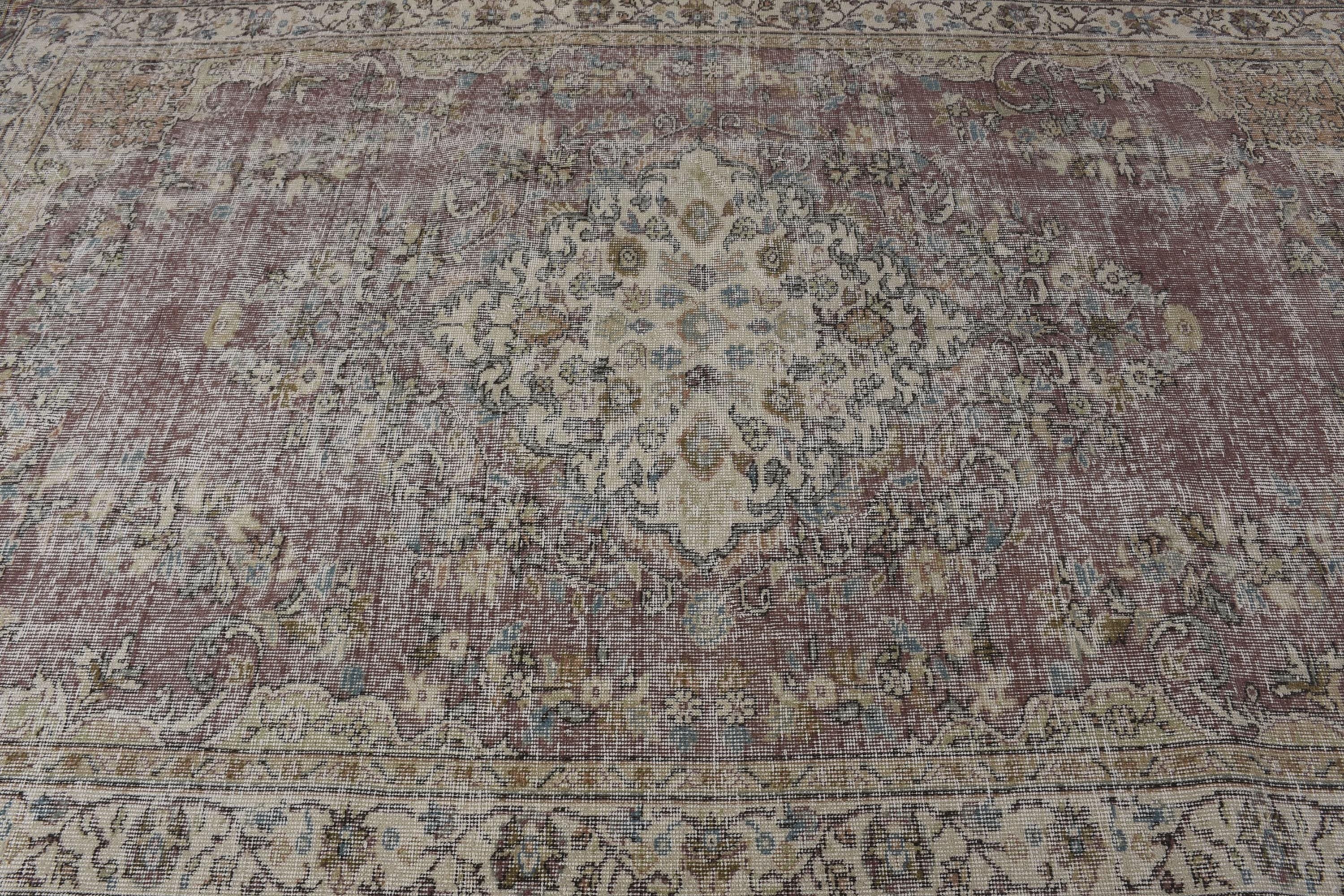 Yemek Odası Halıları, Türk Halıları, Oryantal Halılar, Vintage Halılar, 5,8x9,1 ft Büyük Halı, Nötr Halı, Etnik Halı, Büyük Oushak Halı, Kırmızı Boho Halılar