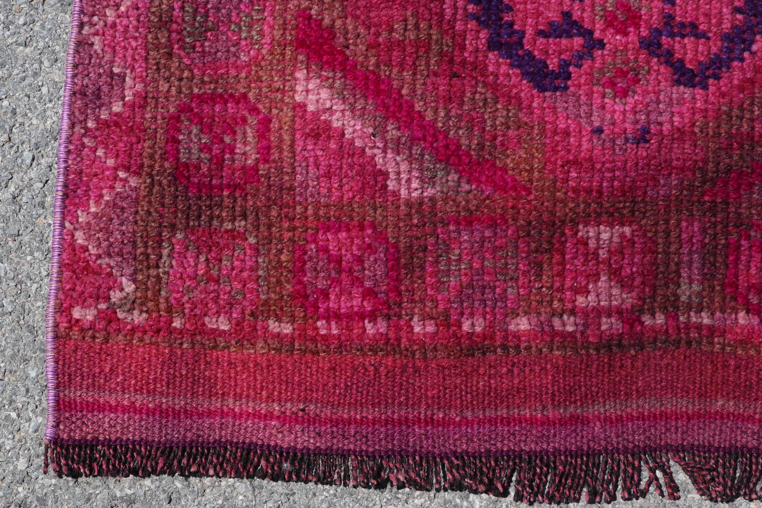 2.8x10.1 ft Runner Rug, Pink Moroccan Rug, Pastel Rugs, Hallway Rugs, Wool Rugs, Vintage Rug, Corridor Rugs, Turkish Rug, Home Decor Rug