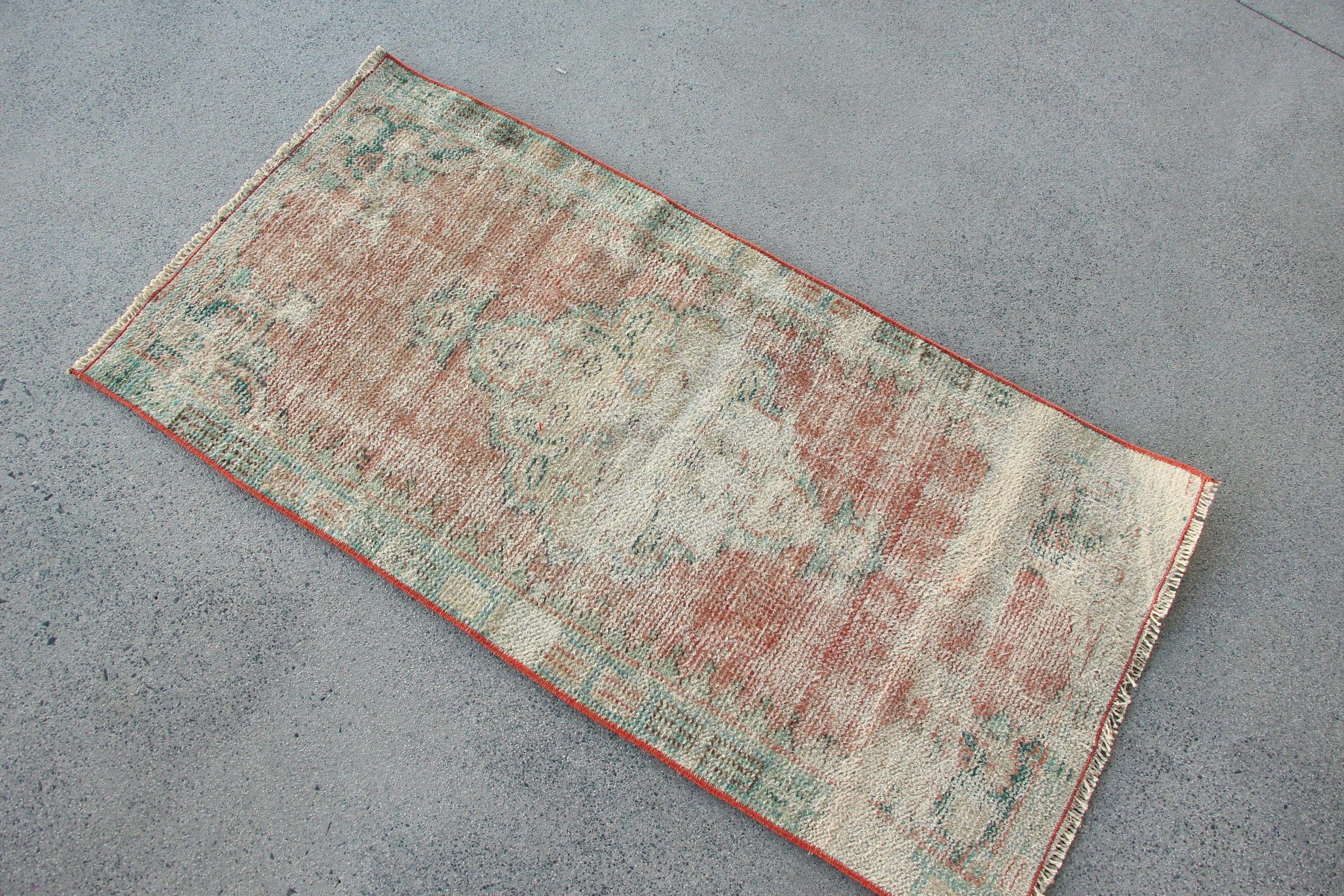 Moroccan Rug, Rugs for Nursery, 2x4 ft Small Rugs, Pale Rugs, Vintage Rug, Bathroom Rug, Turkish Rug, Orange Cool Rugs, Kitchen Rug