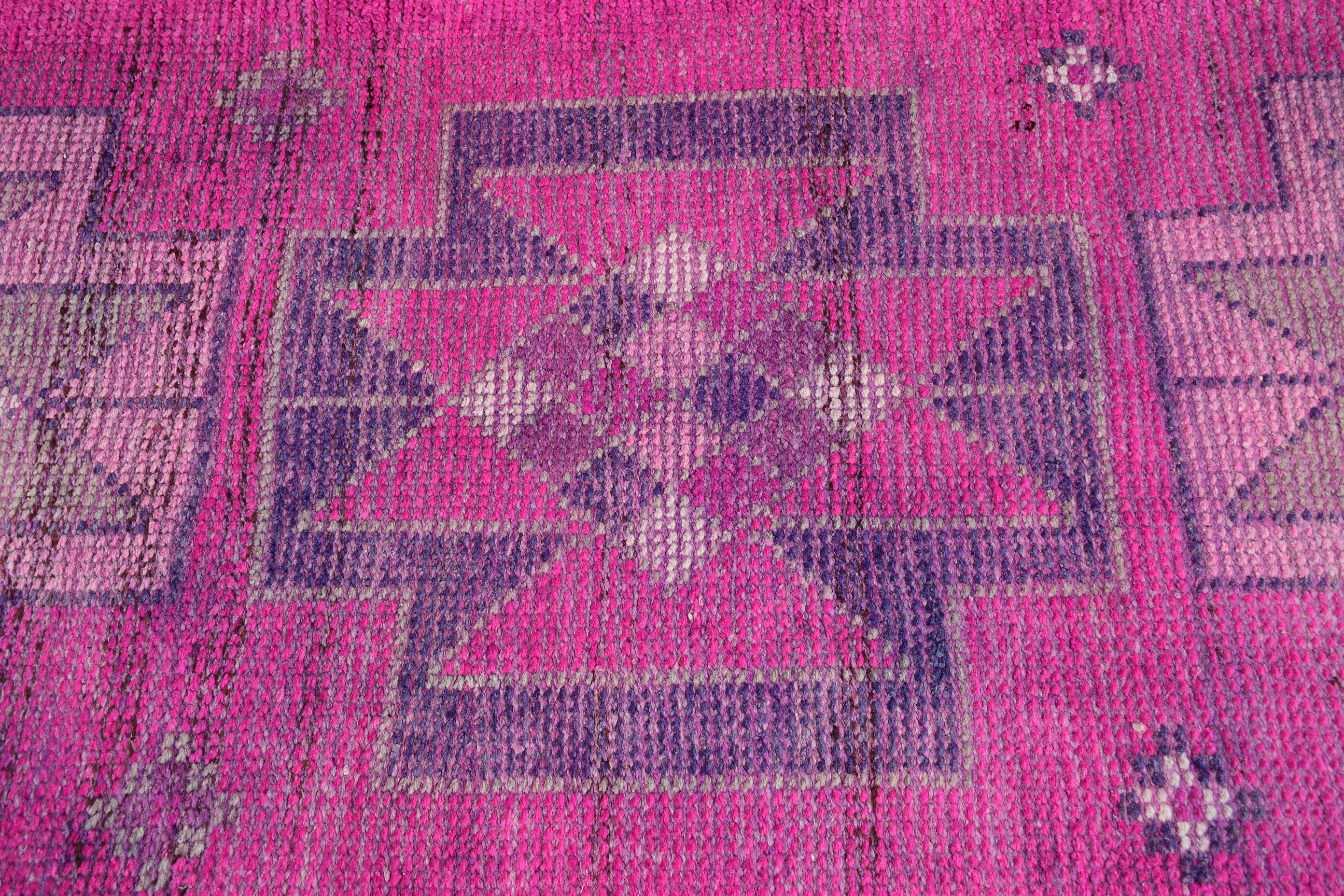 Pink Floor Rug, 3.1x11.1 ft Runner Rugs, Kitchen Rug, Moroccan Rug, Rugs for Stair, Turkish Rugs, Floral Runner Rug Rugs, Vintage Rug