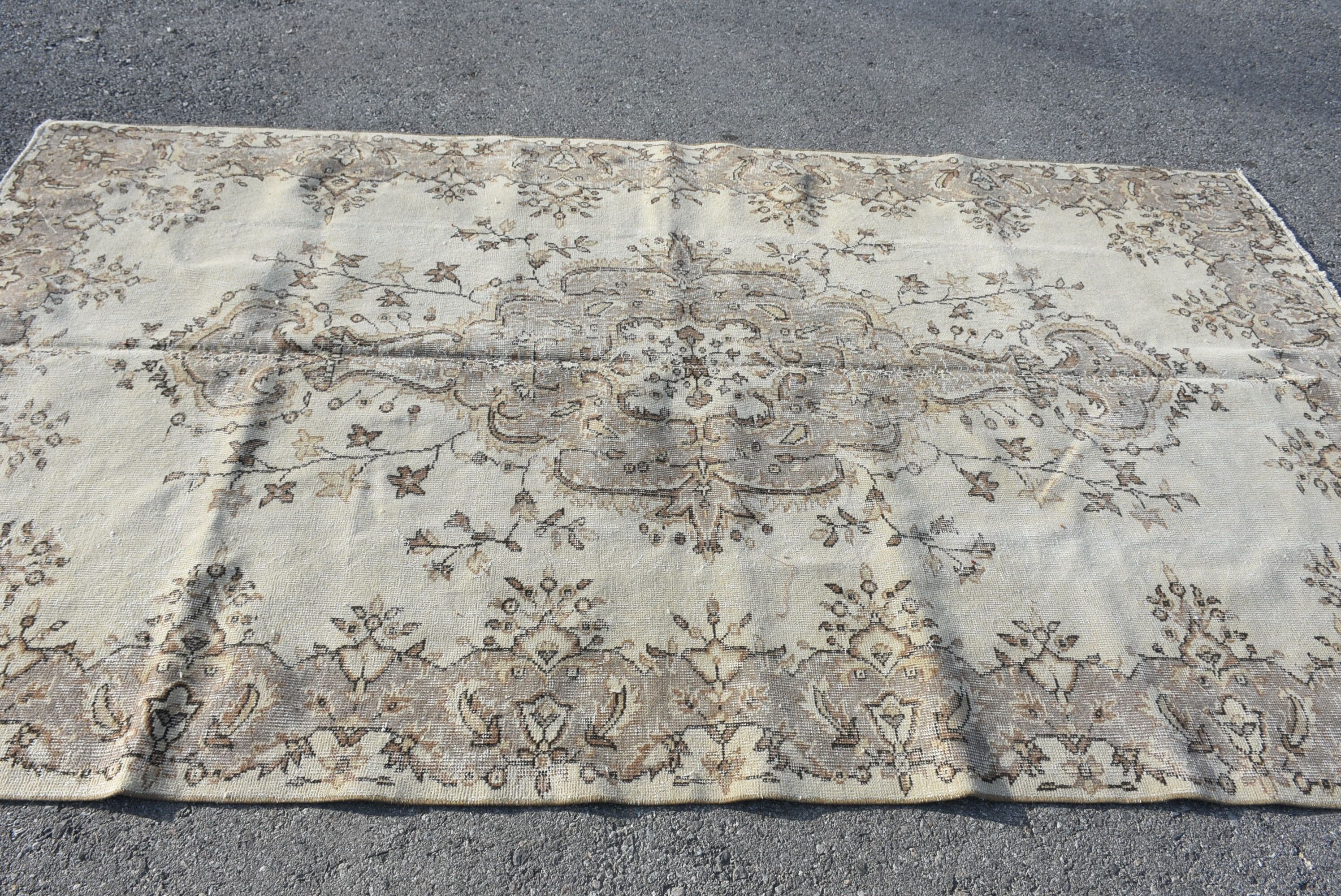 Living Room Rug, Vintage Rug, Rugs for Bedroom, Oushak Rug, Cool Rugs, Salon Rug, Turkish Rug, 5.2x9.4 ft Large Rugs, Beige Oriental Rug