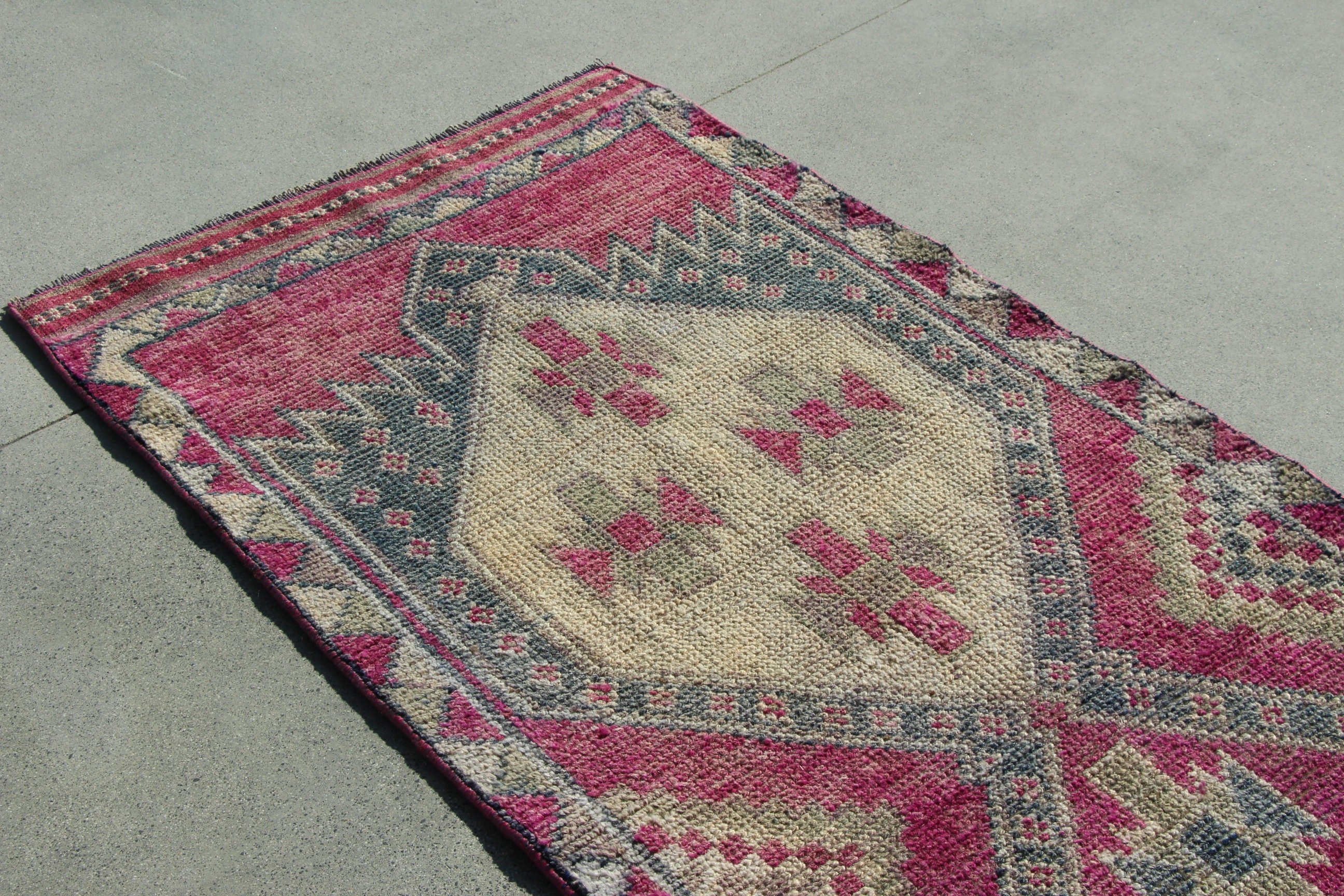 Vintage Rugs, Pink Handwoven Rugs, Organic Rugs, Turkish Rugs, Beni Ourain Runner Rug, 2.7x13.3 ft Runner Rugs, Handwoven Rug, Cool Rugs