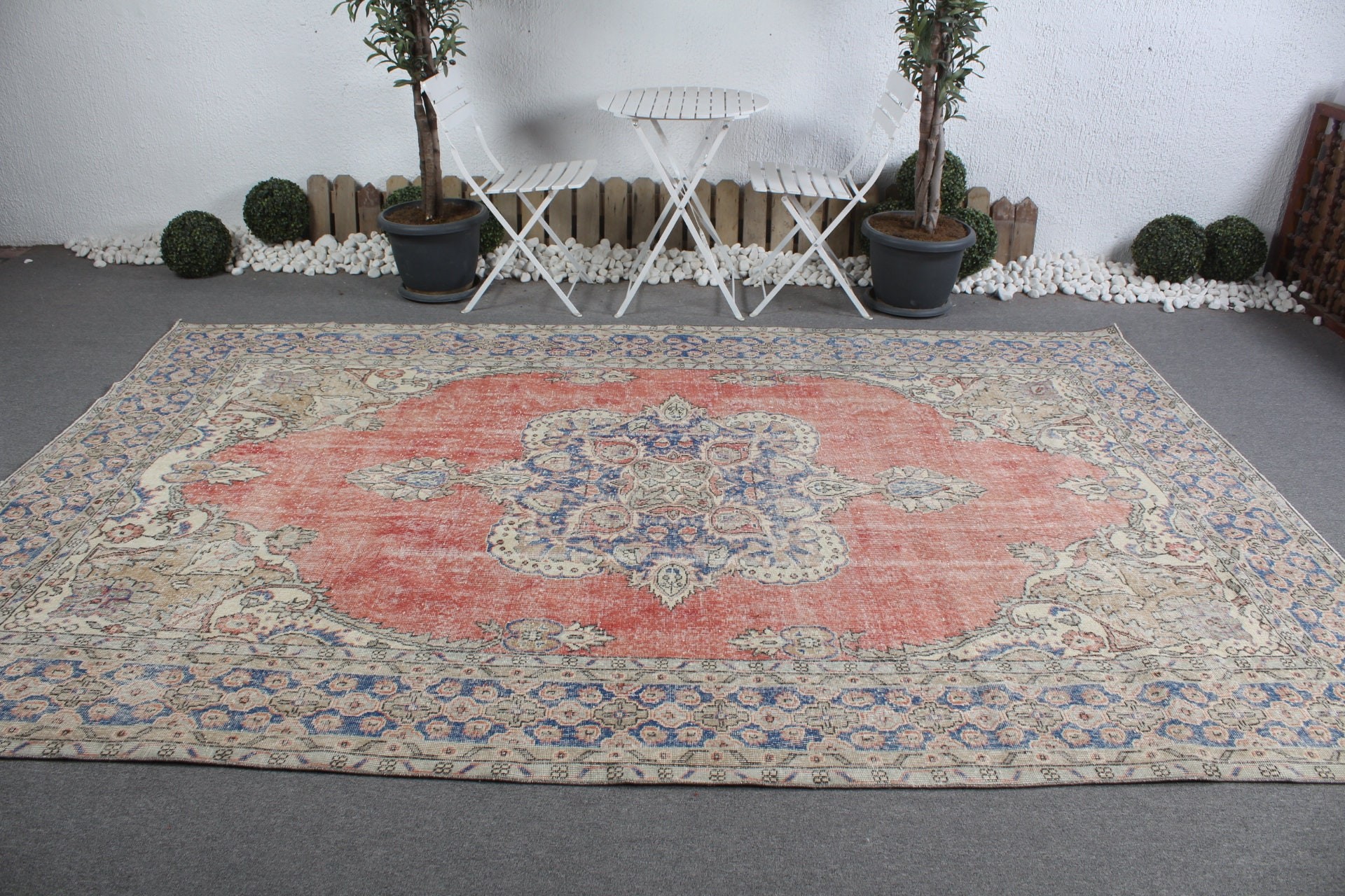 Ev Dekor Halısı, Türk Halısı, Vintage Halı, Salon Halısı, 7.1x11.1 ft Büyük Boy Halı, Oturma Odası Halısı, Yurt Halısı, Kırmızı Anadolu Halısı, Anadolu Halısı