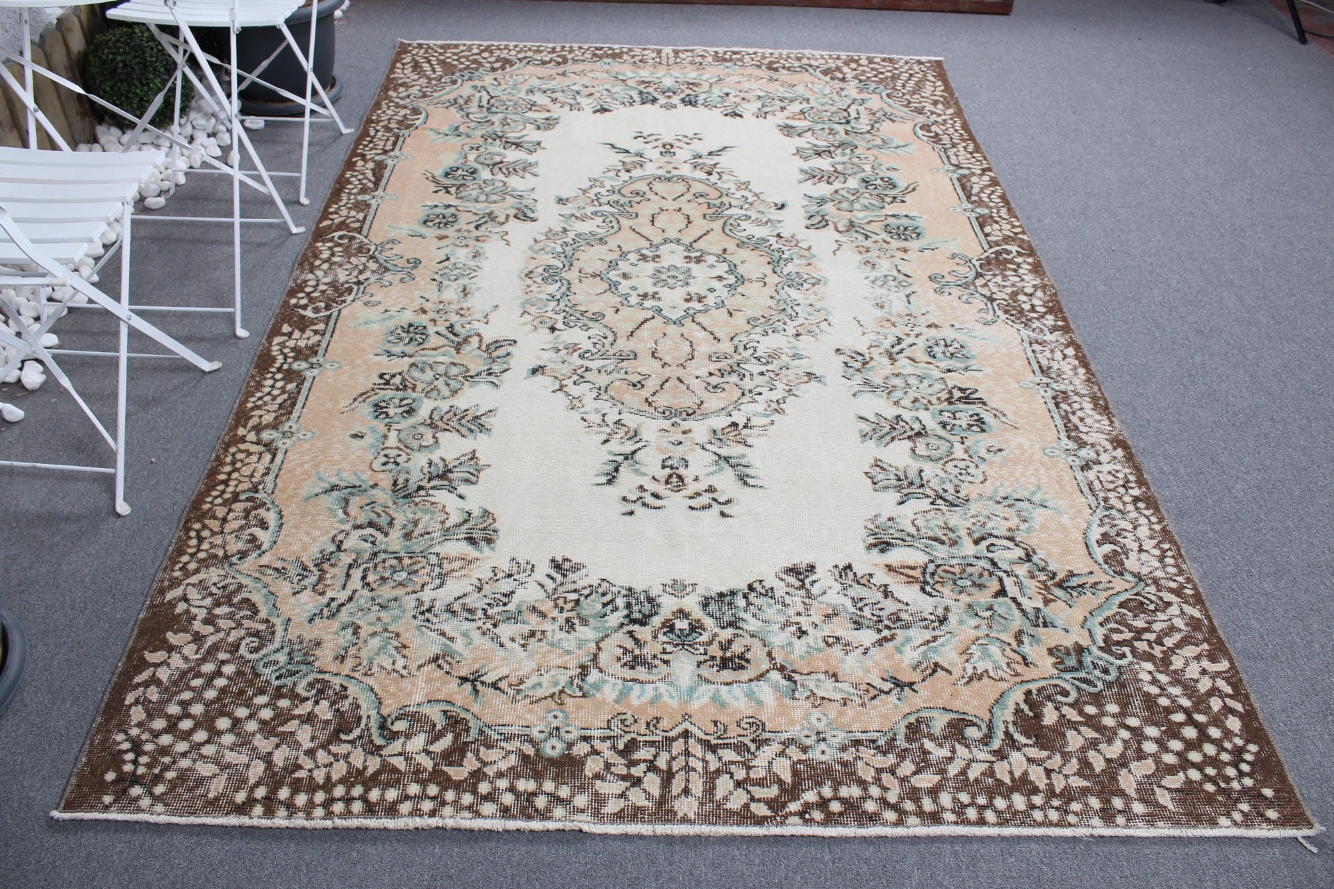 5.7x9.1 ft Büyük Halı, Yemek Odası Halıları, Vintage Halı, Turuncu Antika Halı, Yatak Odası Halısı, Kabile Halıları, Havalı Halı, Mutfak Halısı, Türk Halıları