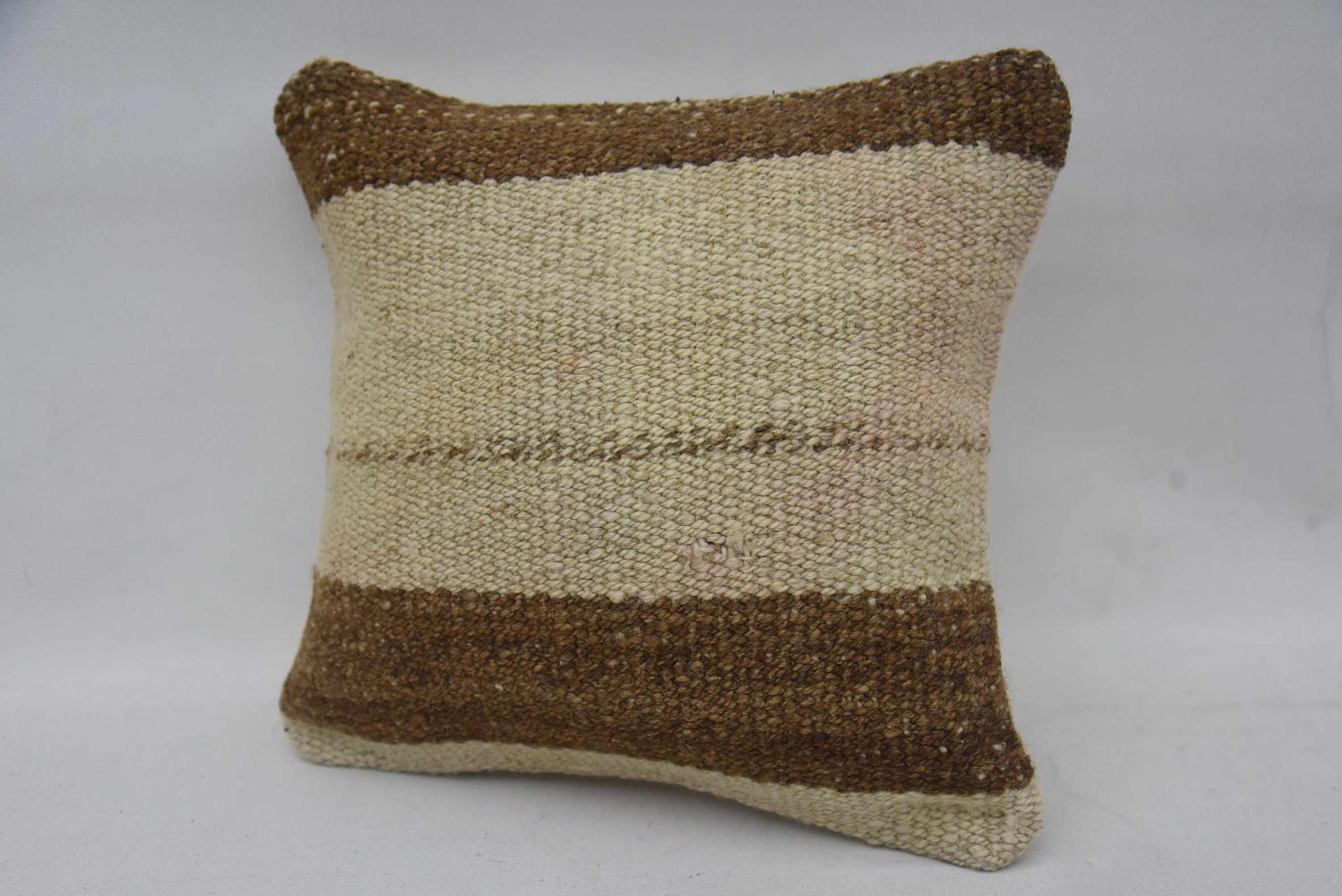 Home Decor Pillow, Vintage Kilim Throw Pillow, 12"x12" Beige Pillow Cover, Gift Pillow, Aesthetic Cushion, Tapestry Cushion