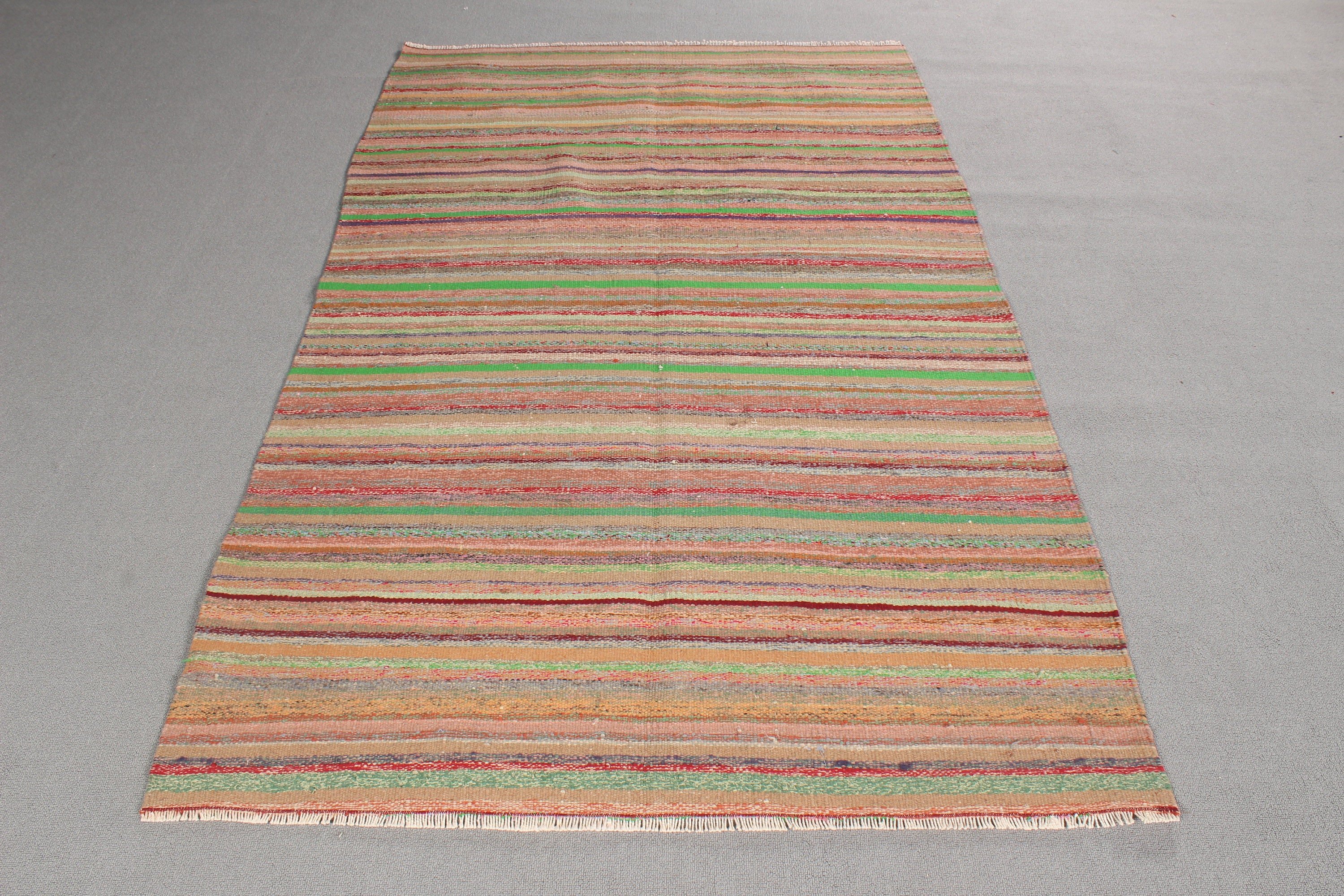 Turkish Rug, Floor Rugs, 4.2x6.9 ft Area Rug, Rainbow Boho Rug, Nursery Rugs, Vintage Rug, Home Decor Rug, Kilim, Outdoor Rugs, Kitchen Rug