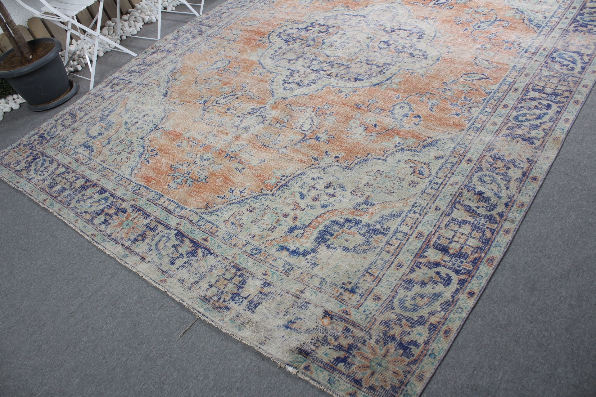 Old Rugs, Dining Room Rug, Vintage Rug, Oriental Rugs, 8.2x10.7 ft Oversize Rug, Turkish Rug, Orange Antique Rug, Salon Rug