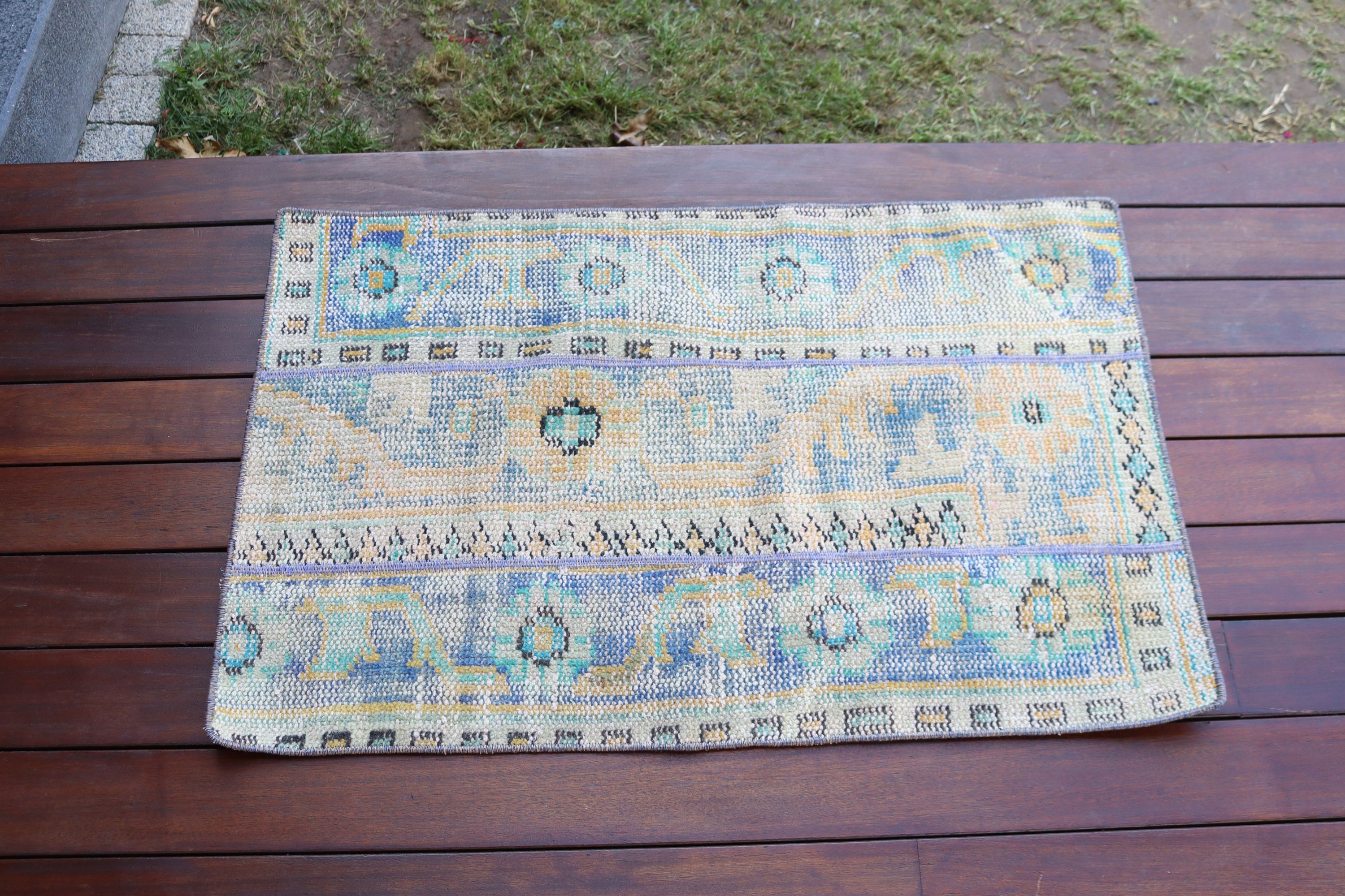 1.9x2.9 ft Small Rug, Car Mat Rugs, Vintage Rug, Cute Bath Mat Rugs, Wall Hanging Rugs, Cool Rug, Turkish Rugs, Modern Rug, Blue Modern Rug