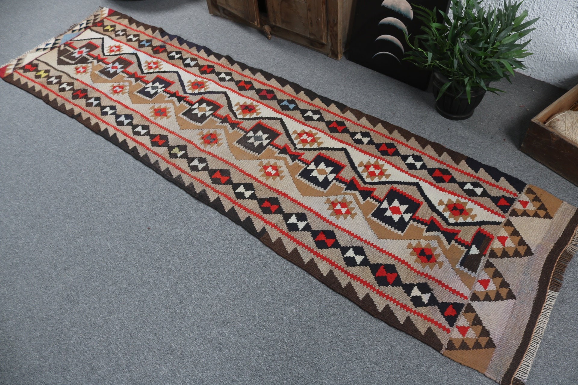 Long Runner Rug, Modern Rugs, 2.4x8.9 ft Runner Rug, Brown Neutral Rugs, Rugs for Hallway, Turkish Rug, Vintage Rugs, Oriental Rug