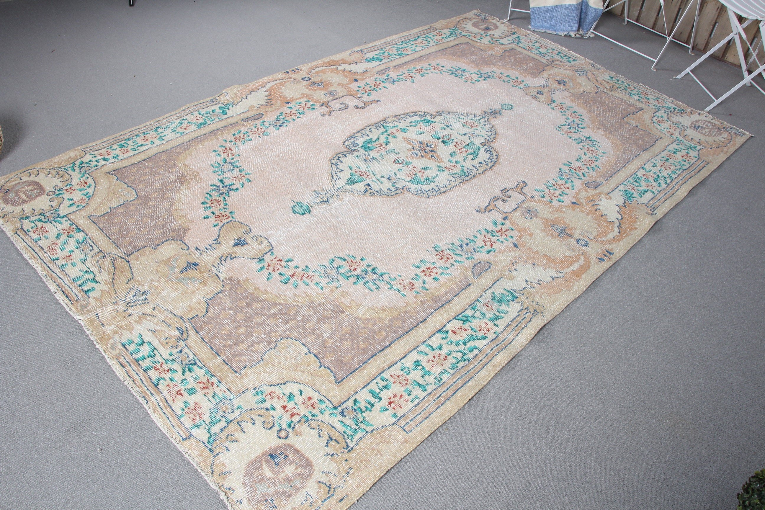 Beige Antique Rug, Designer Rug, Salon Rug, Oriental Rug, Living Room Rug, Antique Rug, Turkish Rug, Vintage Rugs, 5.4x8.8 ft Large Rugs