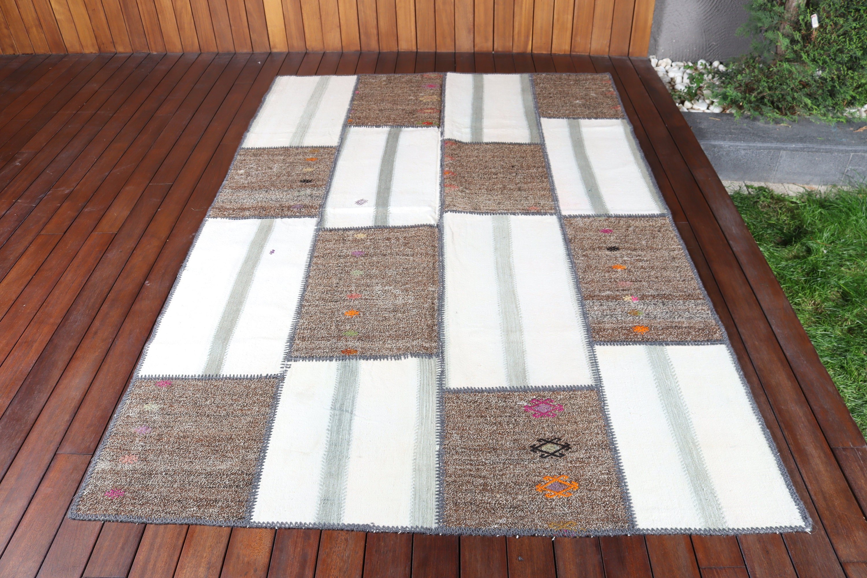 Bedroom Rug, Vintage Area Rugs, Anatolian Rug, Turkish Rugs, Turkey Rug, White Kitchen Rugs, 5x7.7 ft Area Rug, Vintage Rugs, Floor Rugs