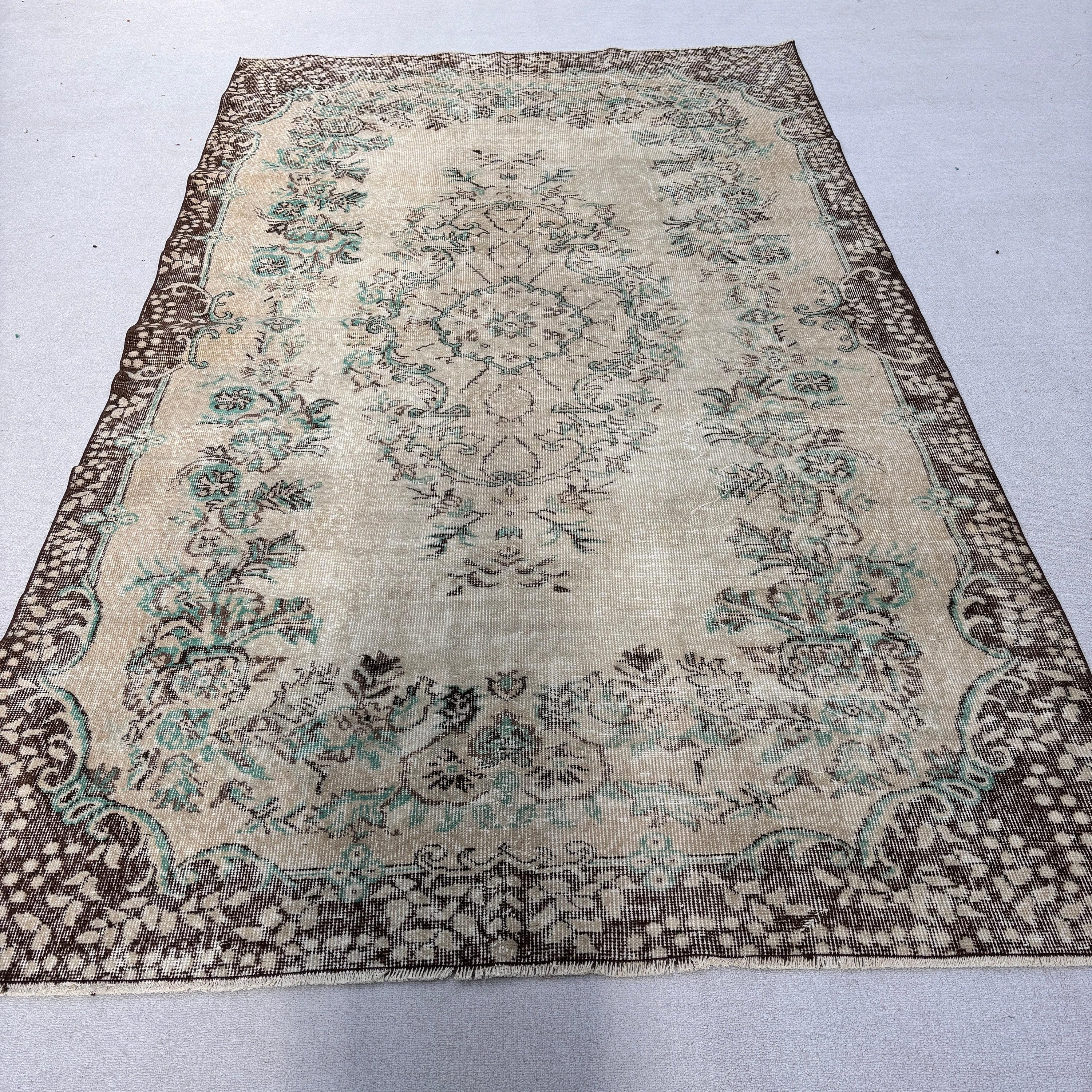 Boho Halılar, Kahverengi Modern Halılar, Büyük Vintage Halılar, Büyük Oushak Halı, Ev Dekorasyonu Halısı, Türk Halısı, 5.7x9.6 ft Büyük Halılar, Vintage Halılar