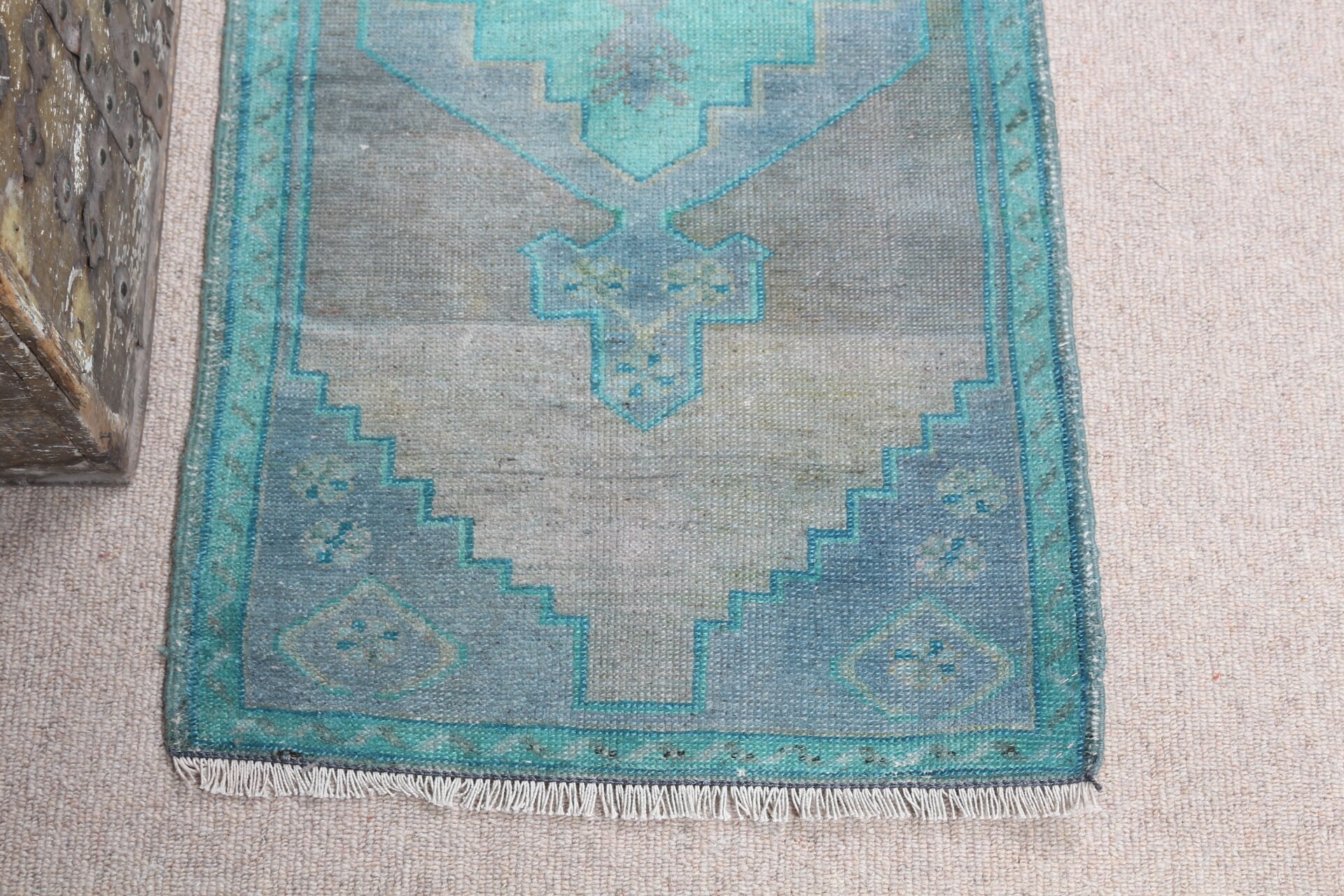 Green Kitchen Rug, 1.6x3.5 ft Small Rug, Vintage Rug, Entry Rug, Turkish Rug, Antique Rug, Old Rug, Rugs for Nursery, Cool Rug, Bath Rug