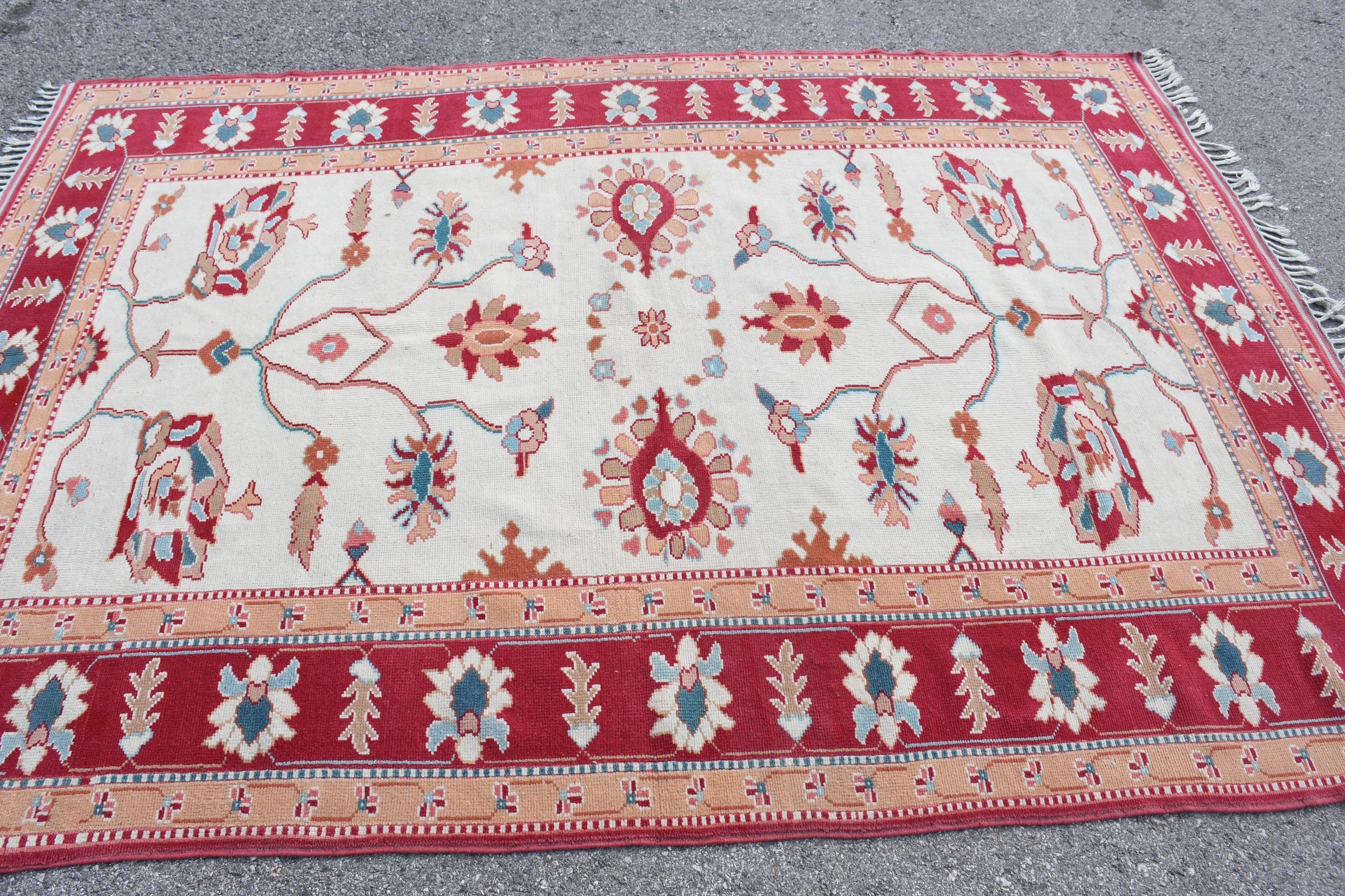 Yatak Odası Halıları, Yatak Odası Halısı, Vintage Halı, Oturma Odası Halıları, Türk Halısı, Beyaz 5.7x8.1 ft Büyük Halılar